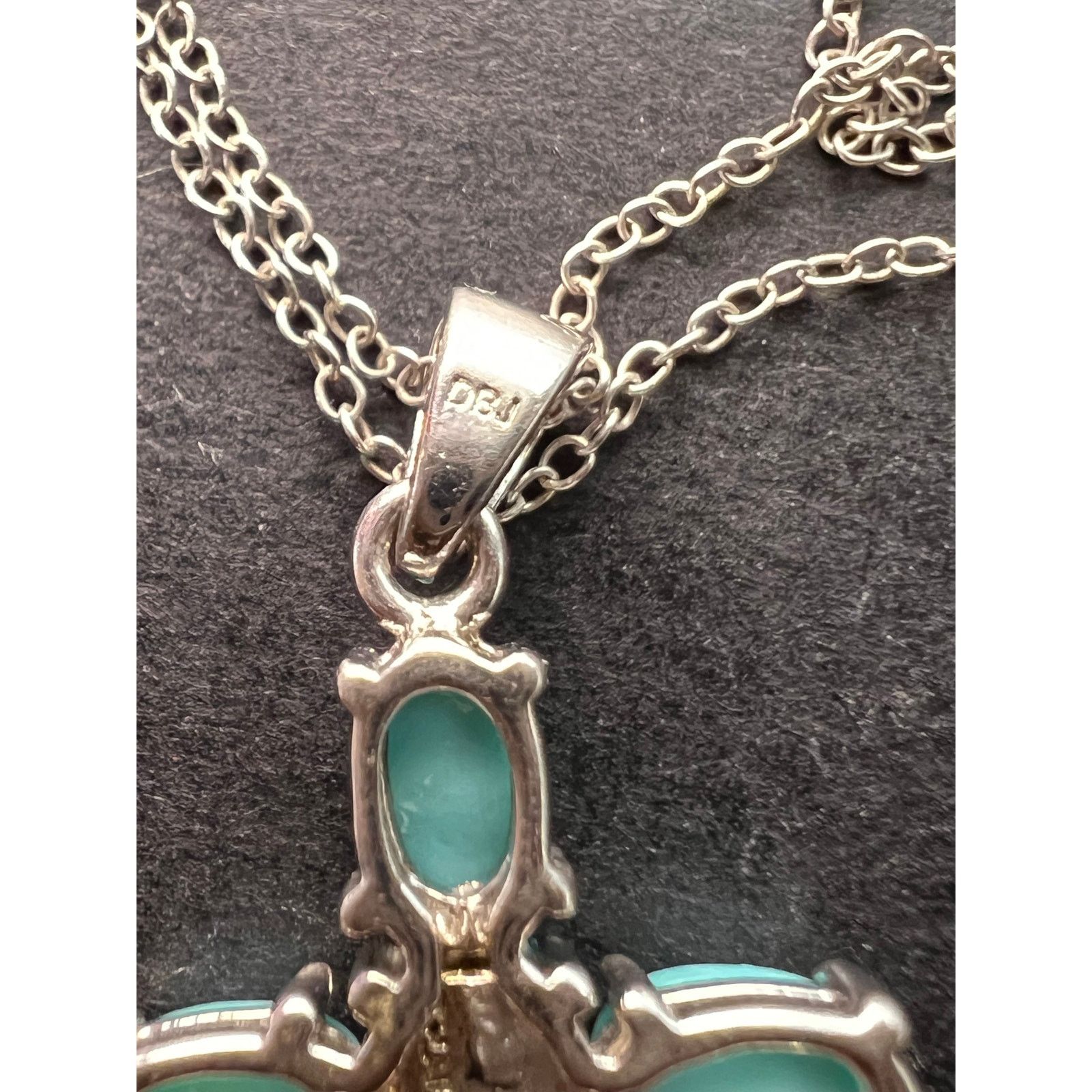 Other Turquoise cross pendant and chain in rhodium over sterling Size ONE SIZE - 9 Thumbnail