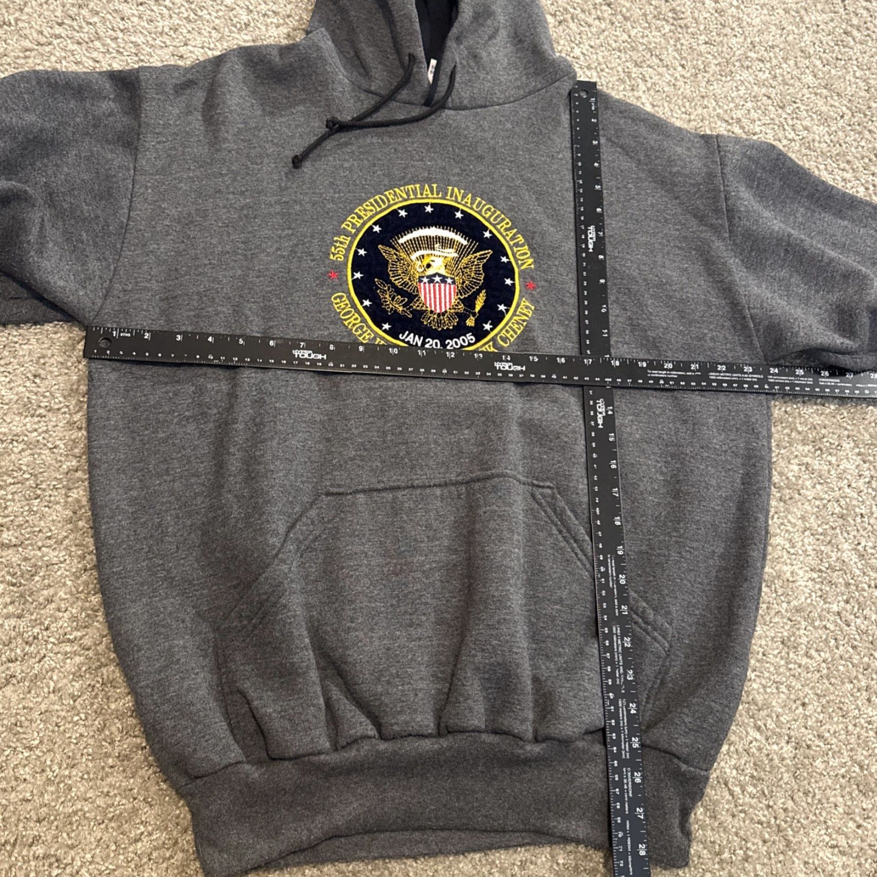 George VINTAGE 2005 George W Bush Dick Cheney Presidential Inauguration Hoodie Sweatshirt L Men Gray Pullover Size US L / EU 52-54 / 3 - 5 Thumbnail