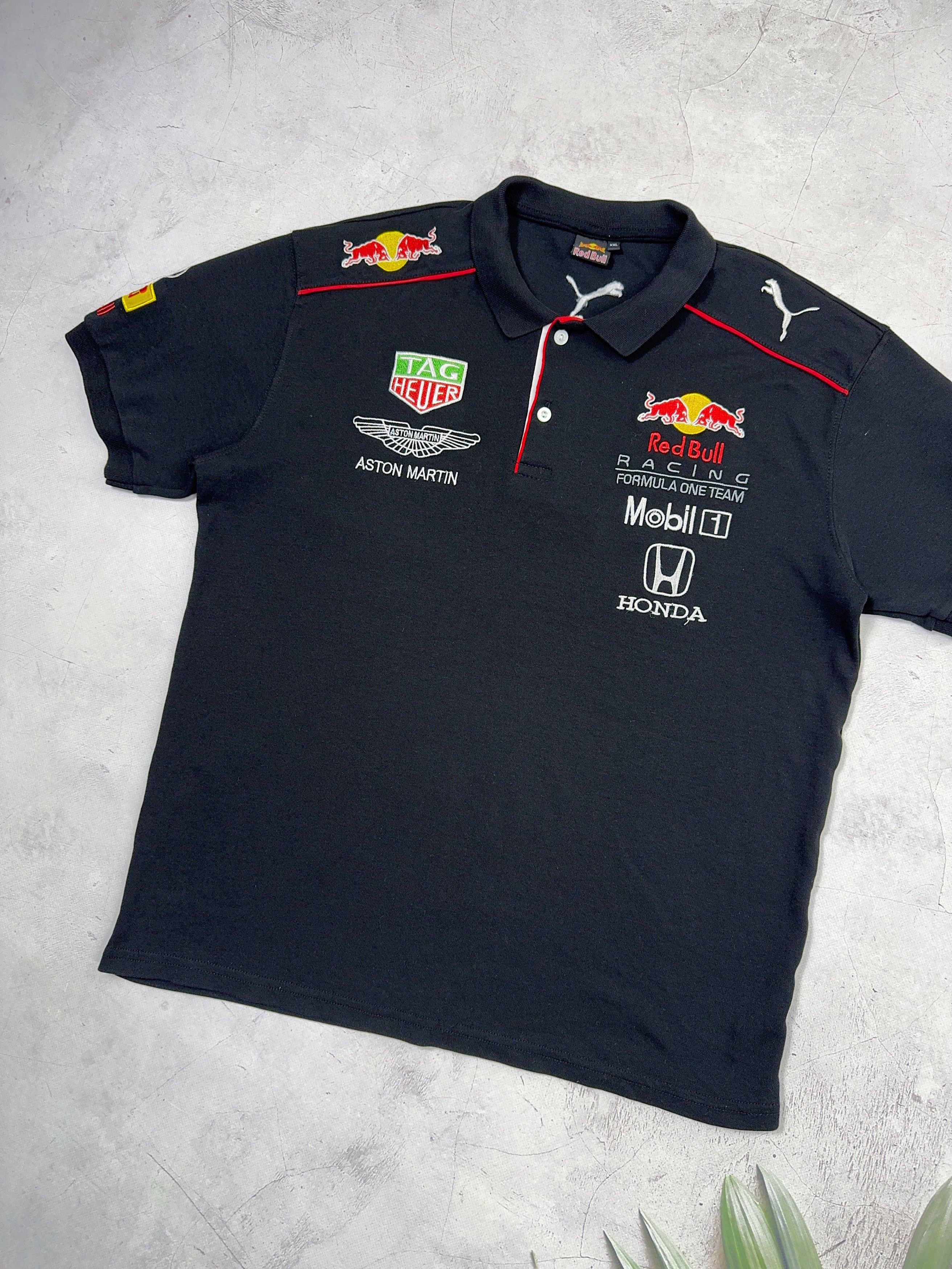 Formula 1 × Vintage Red Bull F1 Team Polo T-Shirt Mobil1 Pirelli Size US L / EU 52-54 / 3 - 2 Thumbnail