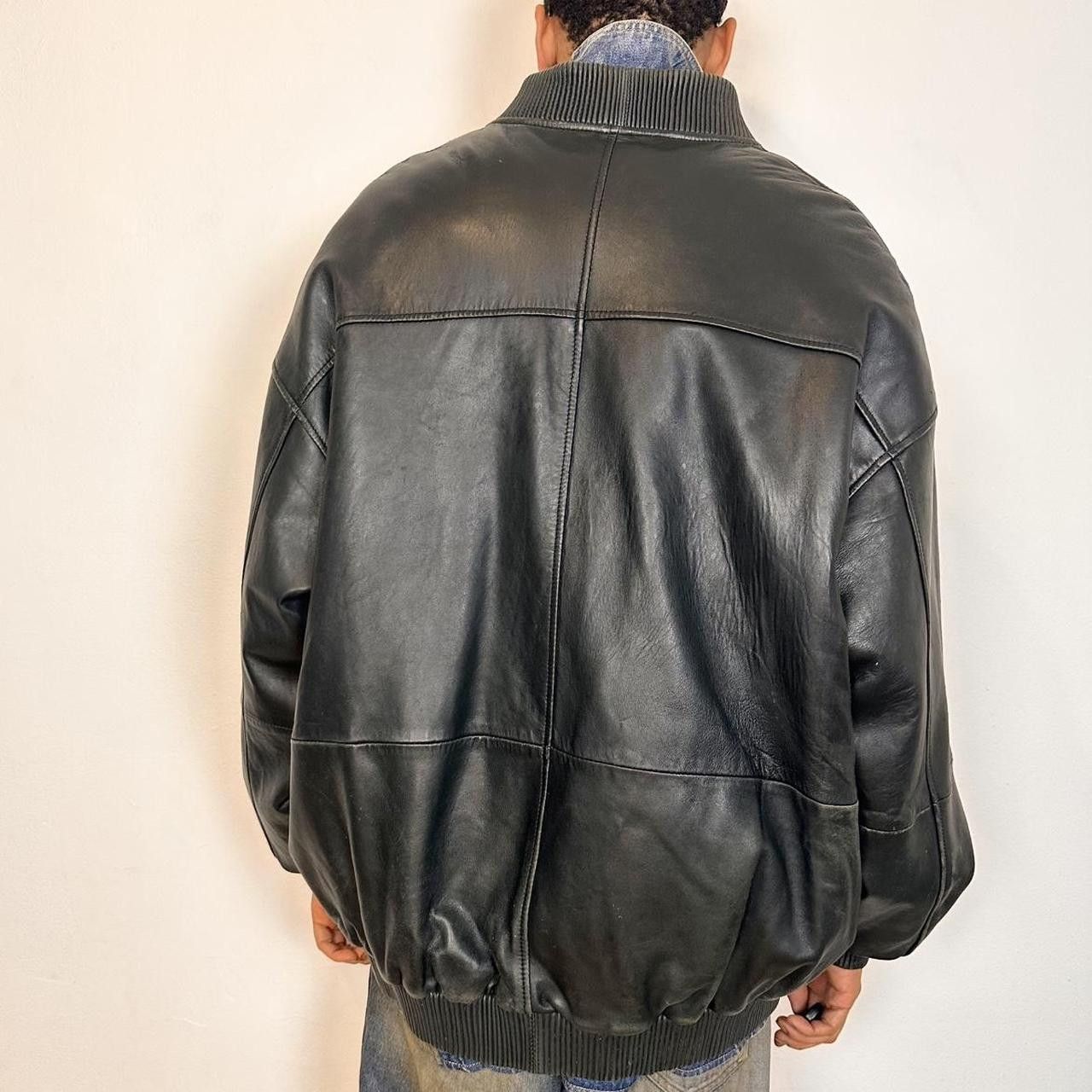 Vintage Vintage Studio Milan Black Leather Bomber Jacket - XXXL Size US XXL / EU 58 / 5 - 4 Thumbnail