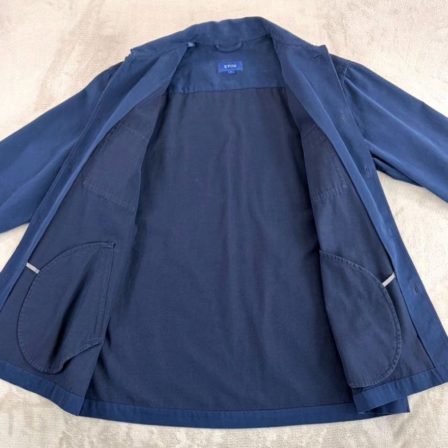 Eton ETON Overshirt Navy XL Men Twill Moleskin 100% organic cotton Jacket Casual, Formal, Travel Turndown collar Front pockets Cotton Solid 100% green? Size US XL / EU 56 / 4 - 5 Thumbnail