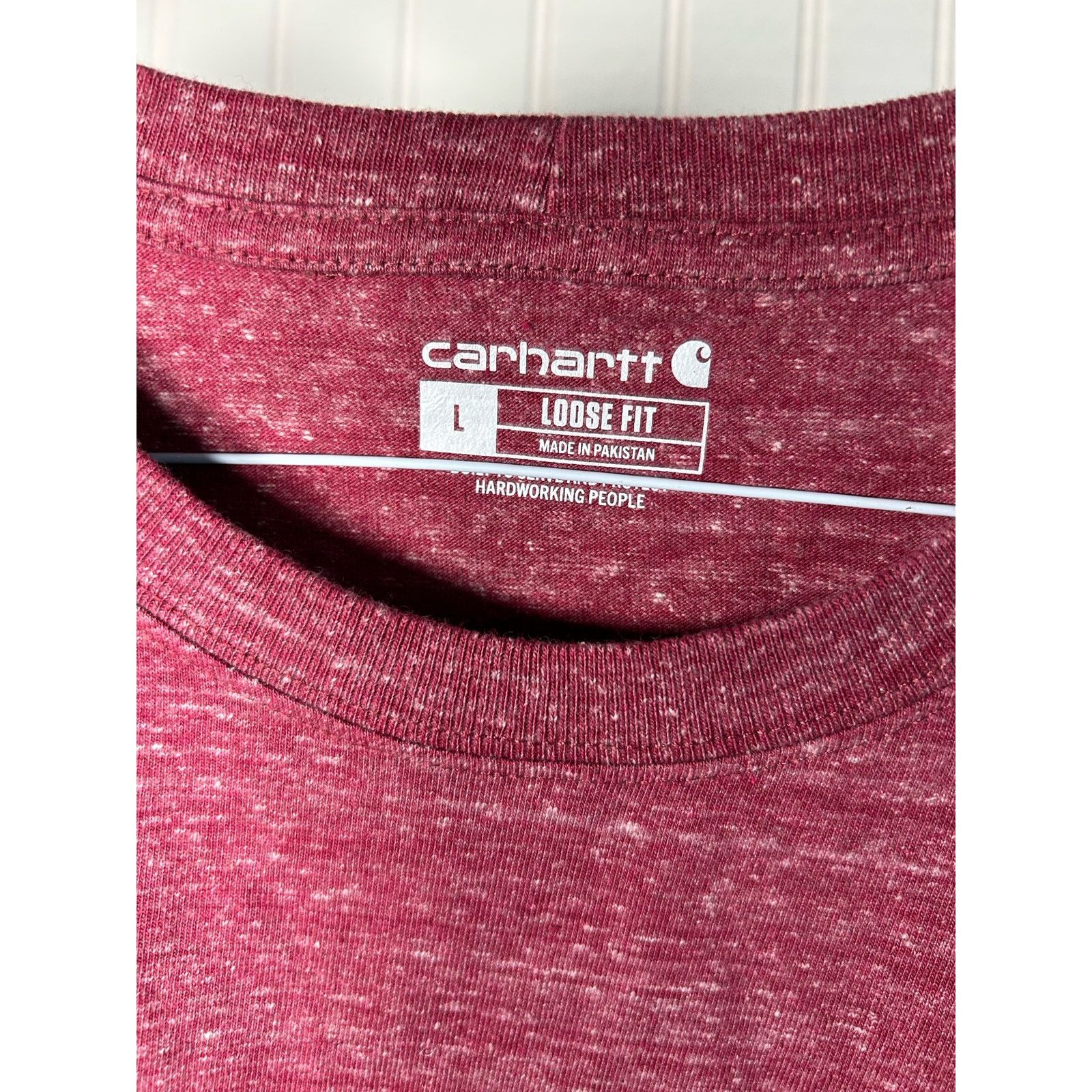 Carhartt CARHARTT LOGO T Shirt MENS LARGE BURGUNDY RED HEATHER Size US L / EU 52-54 / 3 - 4 Thumbnail