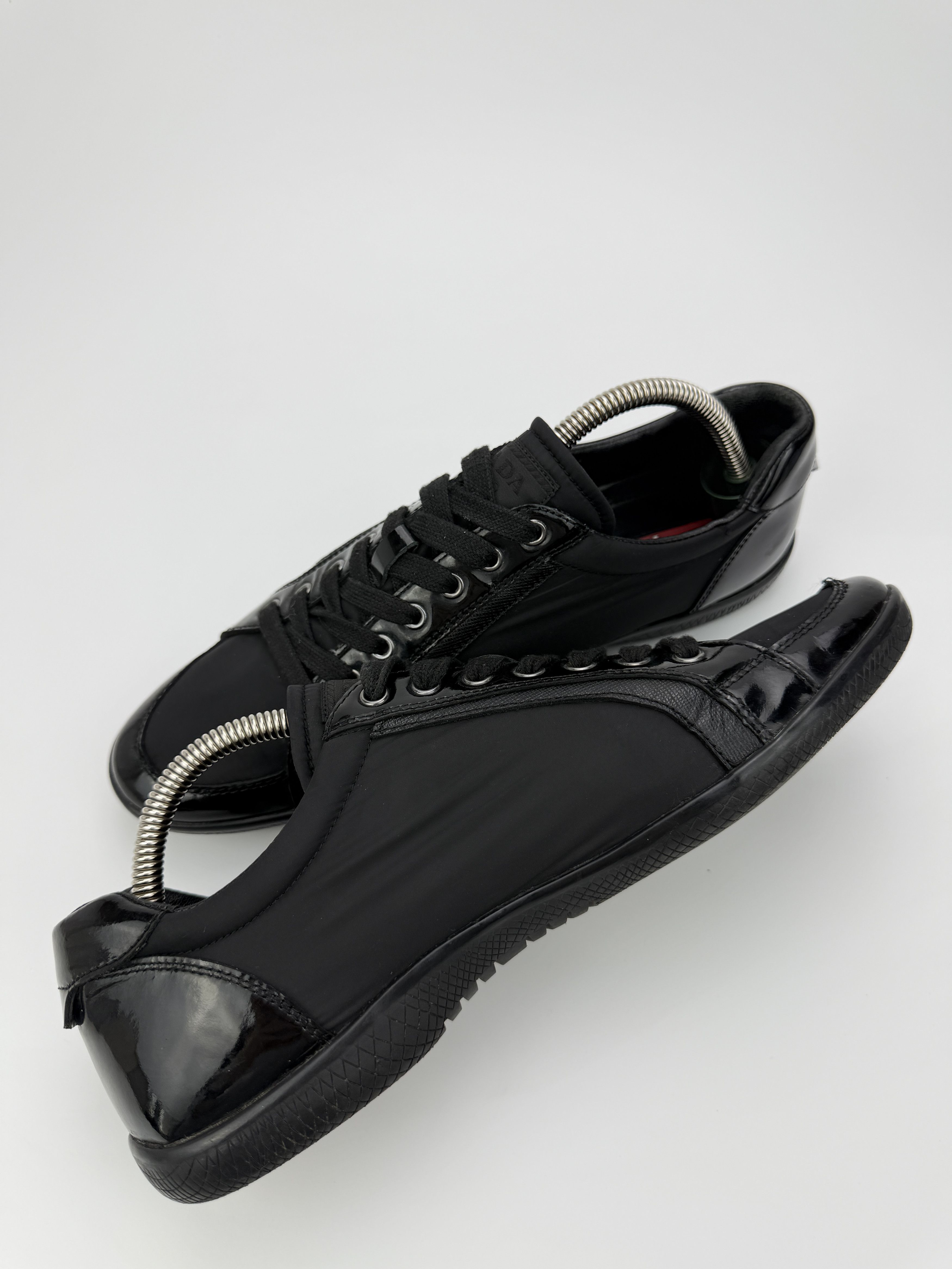 Prada Vintage Prada Black Leather Nylon Low Top Sneakers Size US 8 / EU 41 - 6 Thumbnail