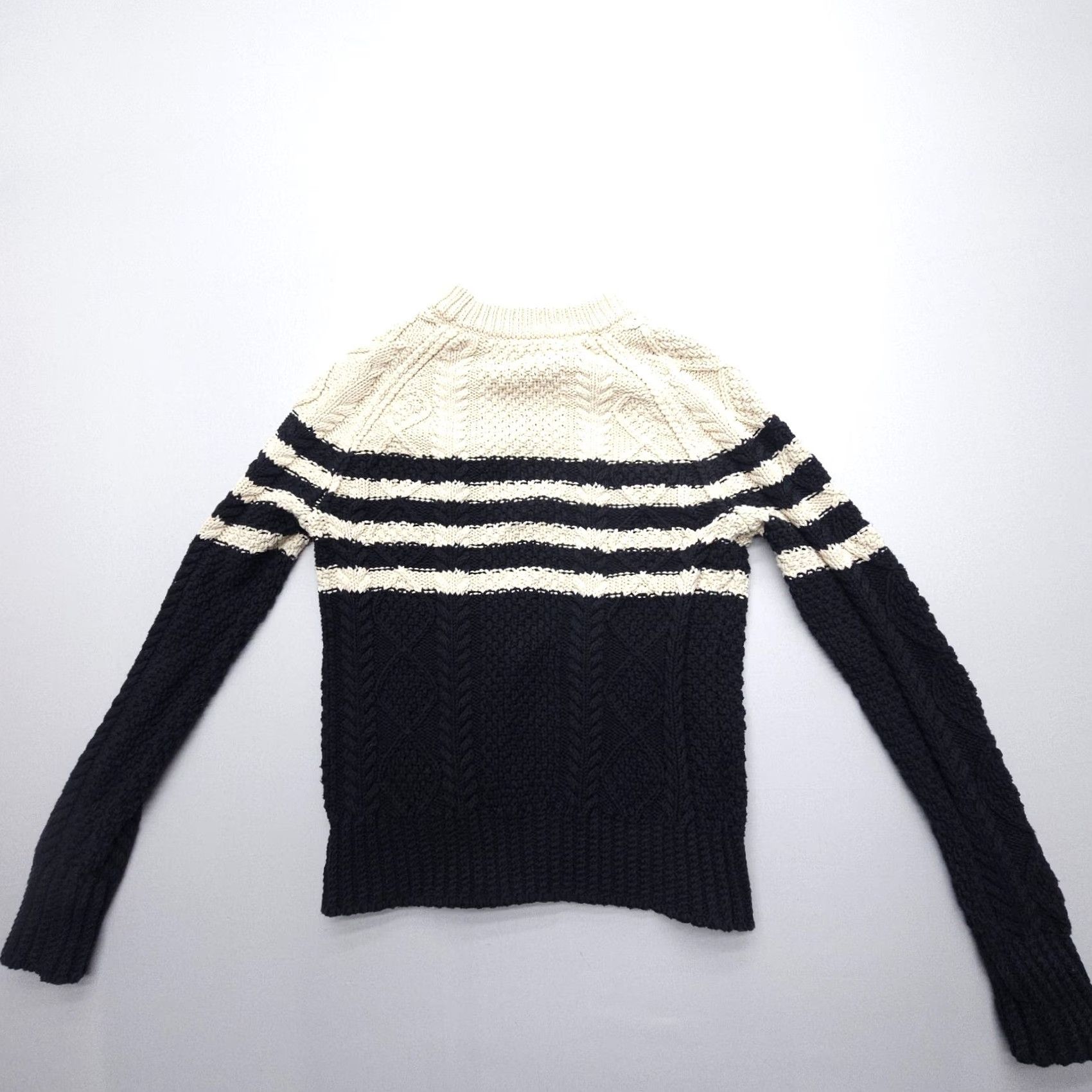 Vintage LL Bean Signature Cotton Fisherman Sweater Womens Small Striped Knit Pullover Mock Neck Casual Womens/Girls? (confusing) Size S / US 4 / IT 40 - 3 Thumbnail