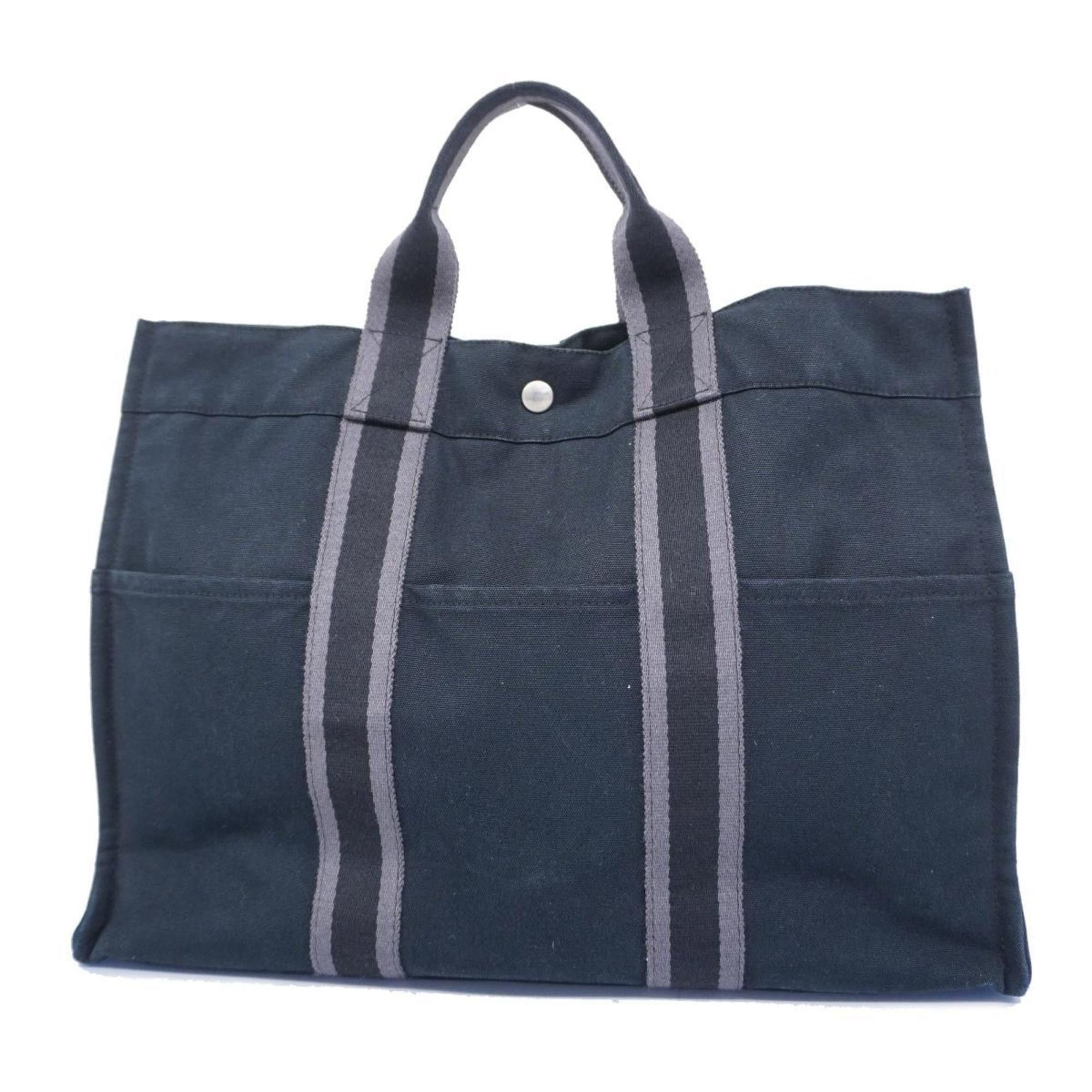 image of Hermes Tote Bag Foult Mm Canvas Black Women's
