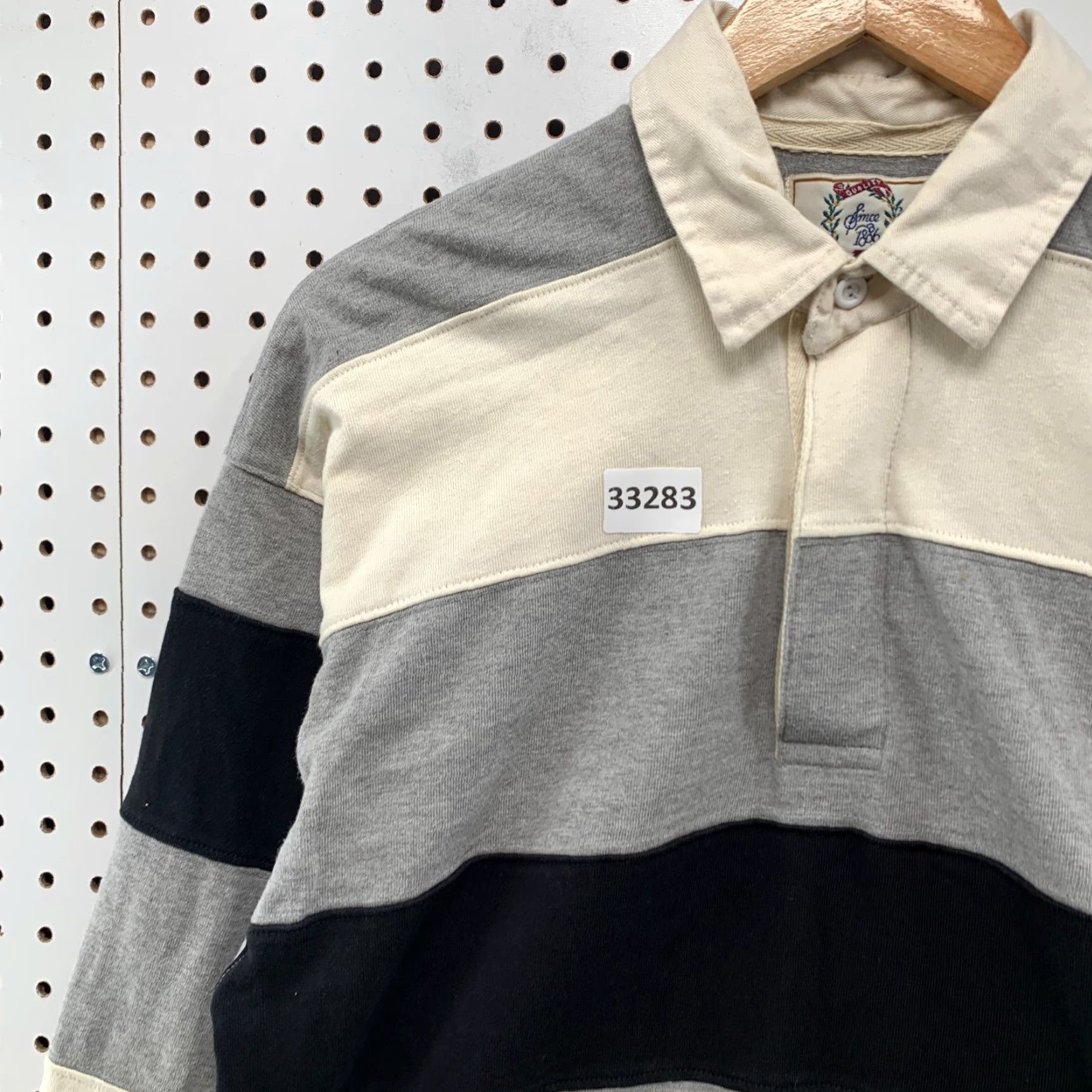 Sears VINTAGE Sears Roebuck Rugby Polo Shirt Mens Medium Black Gray Striped 21.5x32 Size US M / EU 48-50 / 2 - 7 Thumbnail