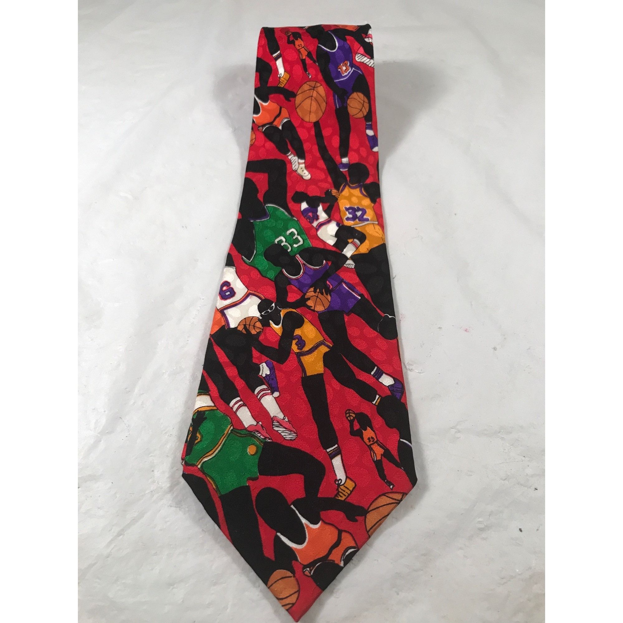 Nicole Miller Nicole Miller Multi Color Silk Men Playing Basketball Tie Size ONE SIZE - 4 Thumbnail