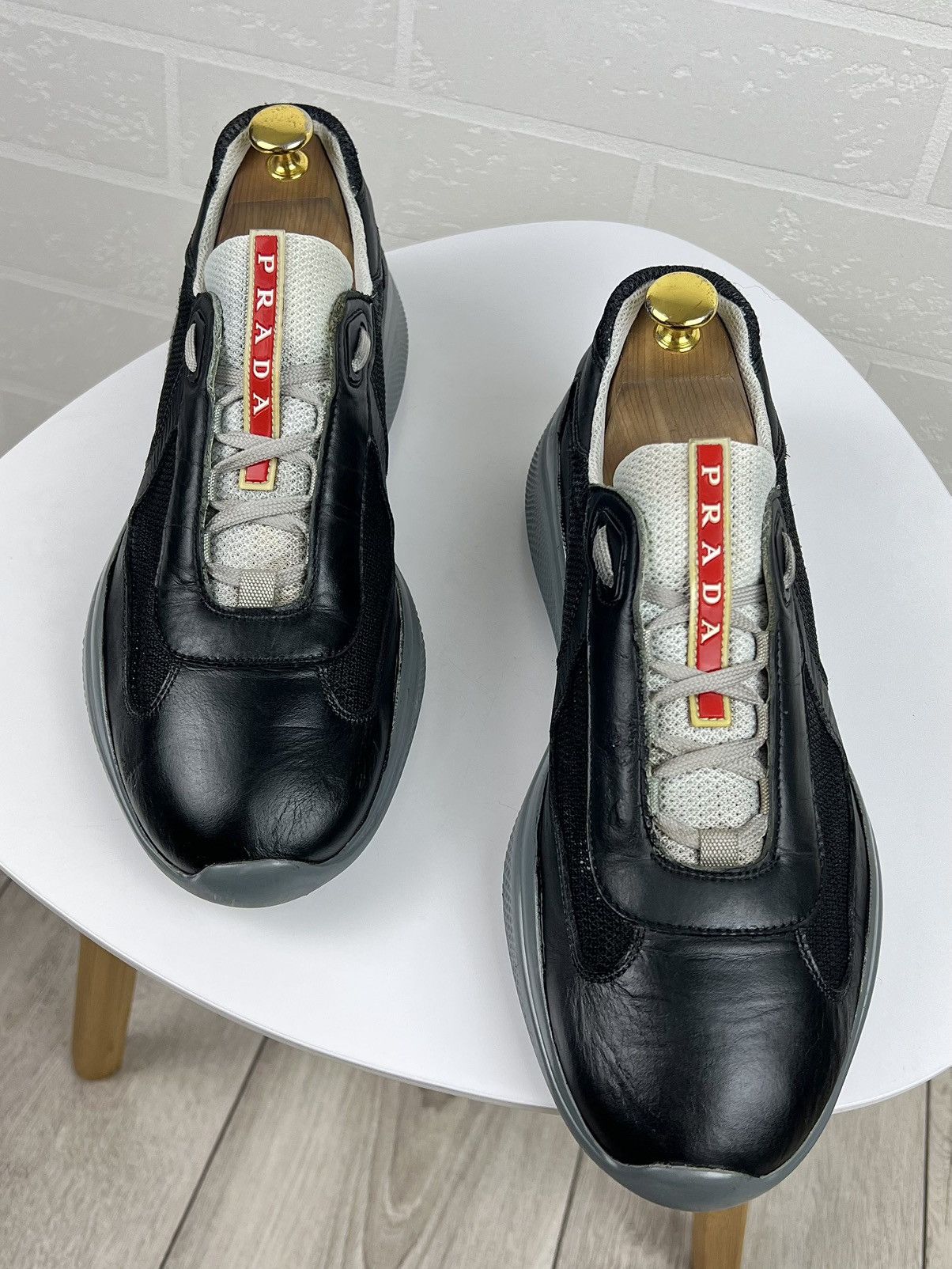 Prada PRADA Sneakers AMERICAS CUP Leather Fabric Shoes Red Tab Men Size US 8 / EU 41 - 4 Thumbnail