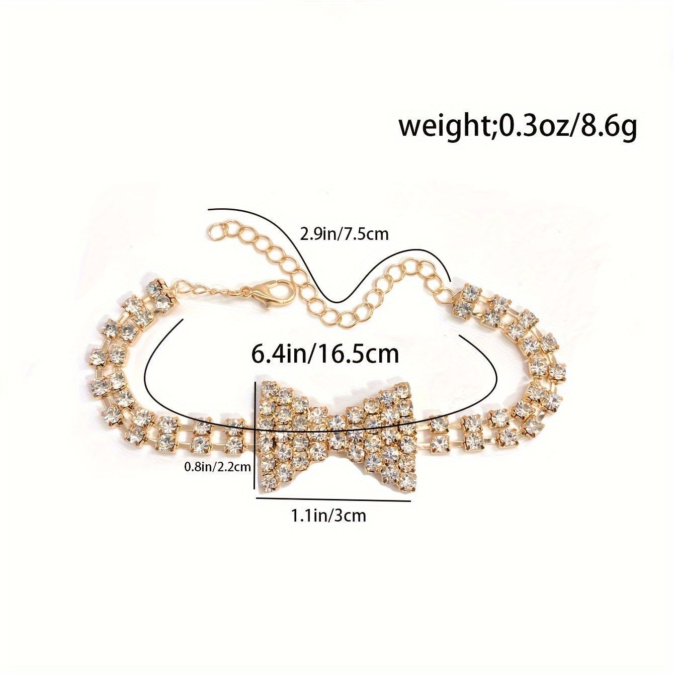 Other Silver Tone Rhinestone Bow Anklet Bracelet For Women With Ad Size ONE SIZE - 5 Thumbnail
