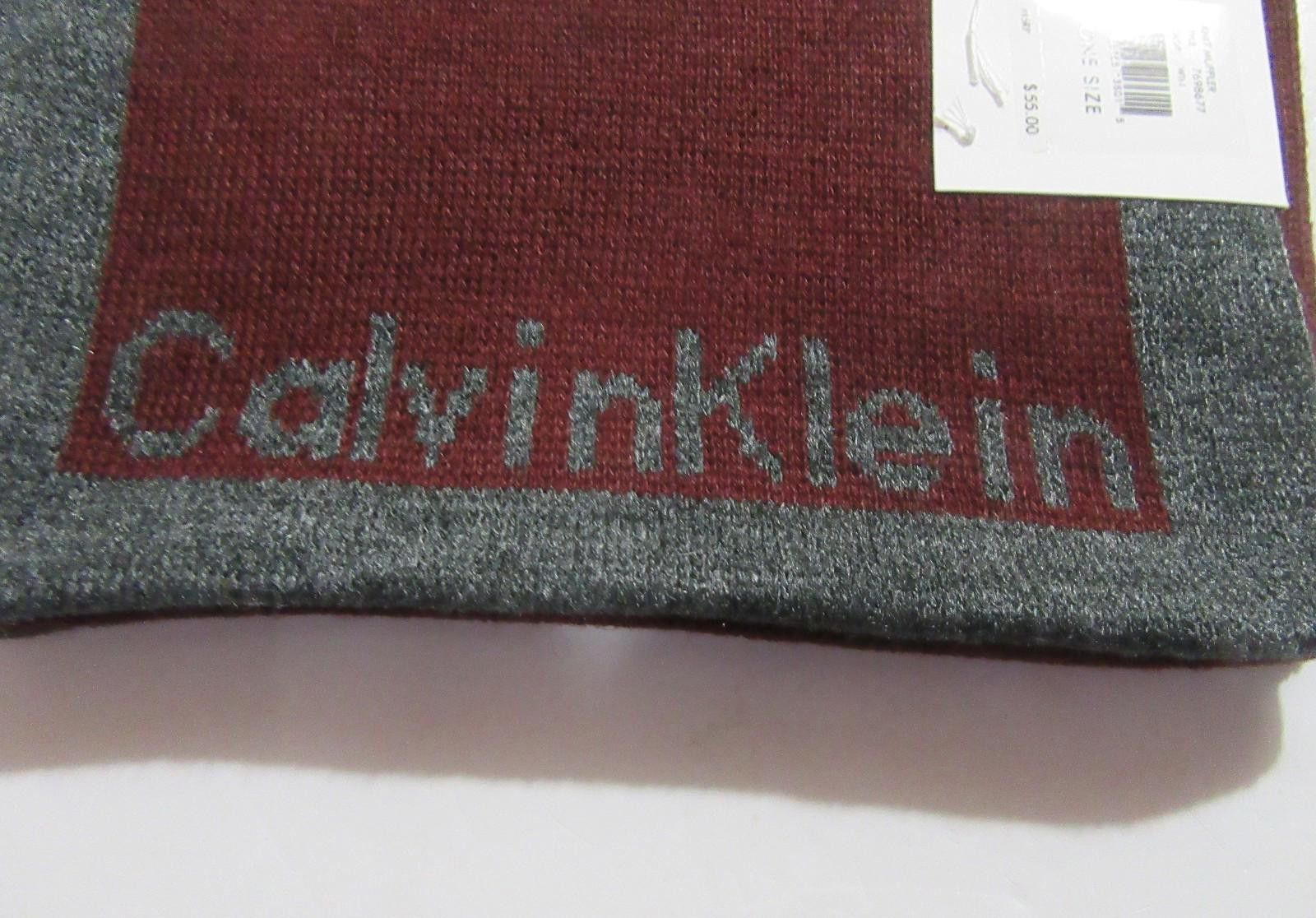 Calvin Klein Calvin Klein Mens Knit Muffler Scarf Wine and Grey NWT Size ONE SIZE - 2 Thumbnail