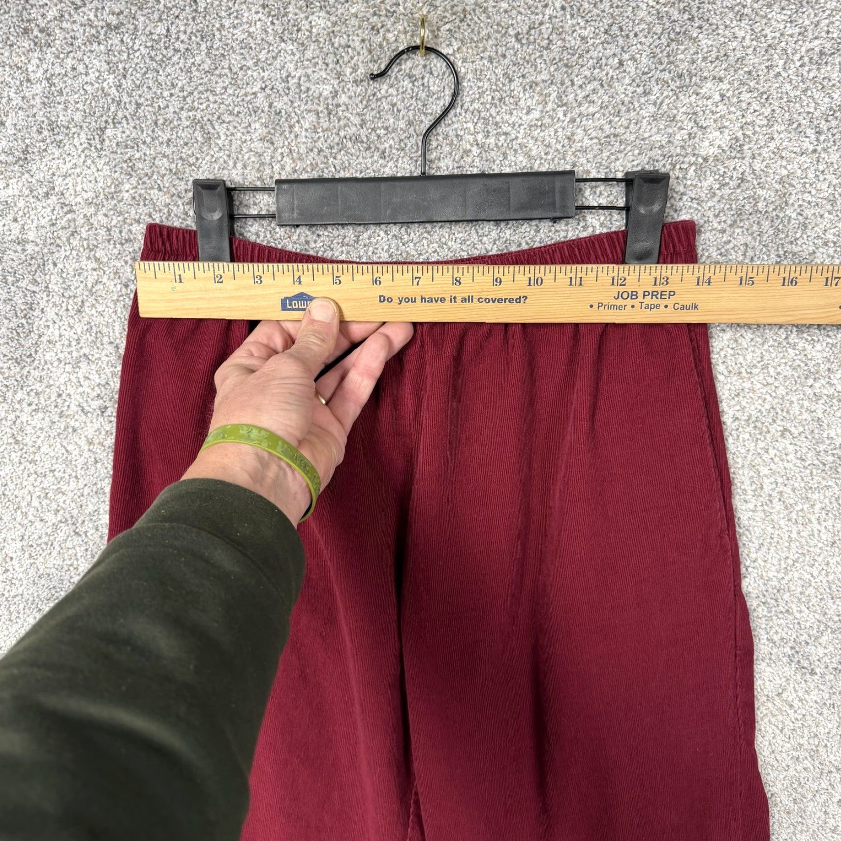 Vintage Country Store Pants Women S Maroon Red Corduroy Elastic Waist Relaxed Straight Leg Size 28" / US 6 / IT 42 - 2 Thumbnail