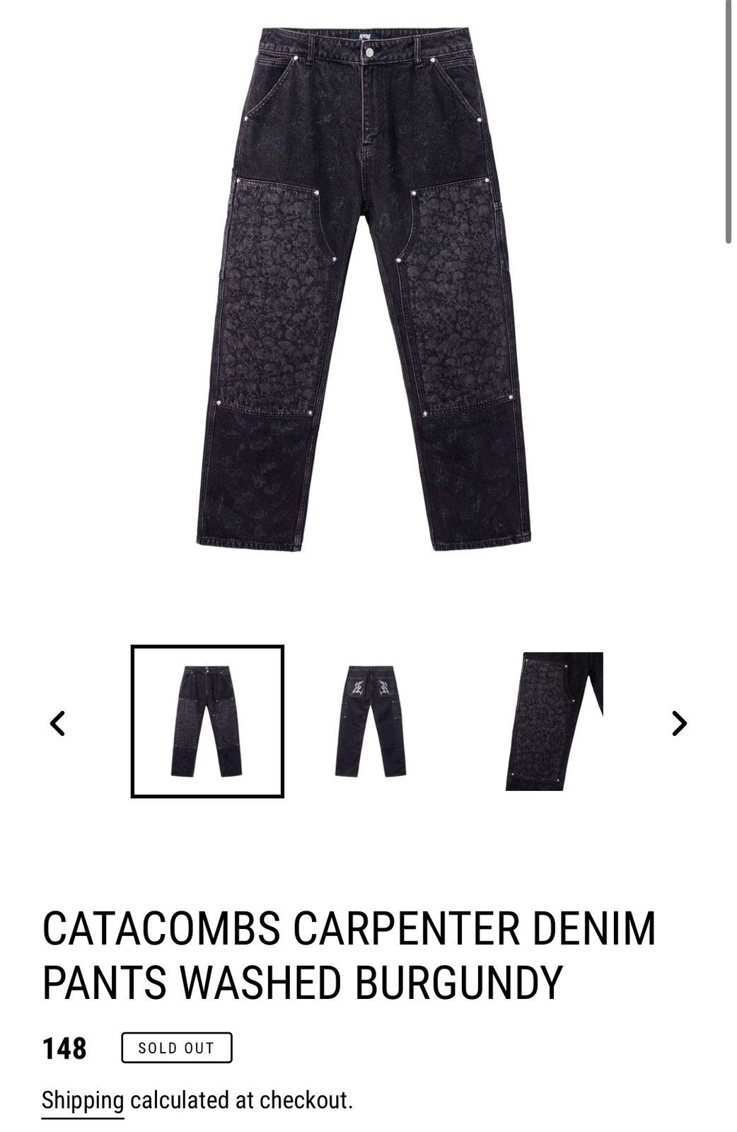 Revenge Revenge Catacombs Carpenter Denim Washed Burgundy Size US 32 / EU 48 - 1 Thumbnail