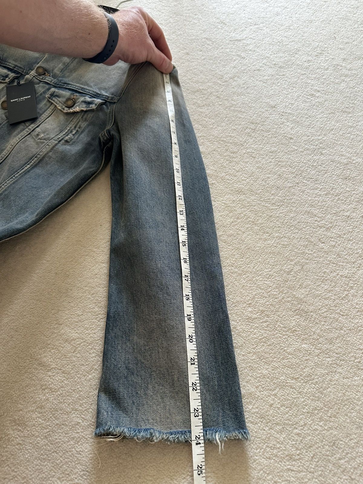 Saint Laurent Paris $1090 Saint Laurent destroyed distressed denim jacket BNWT L Size US L / EU 52-54 / 3 - 11 Thumbnail