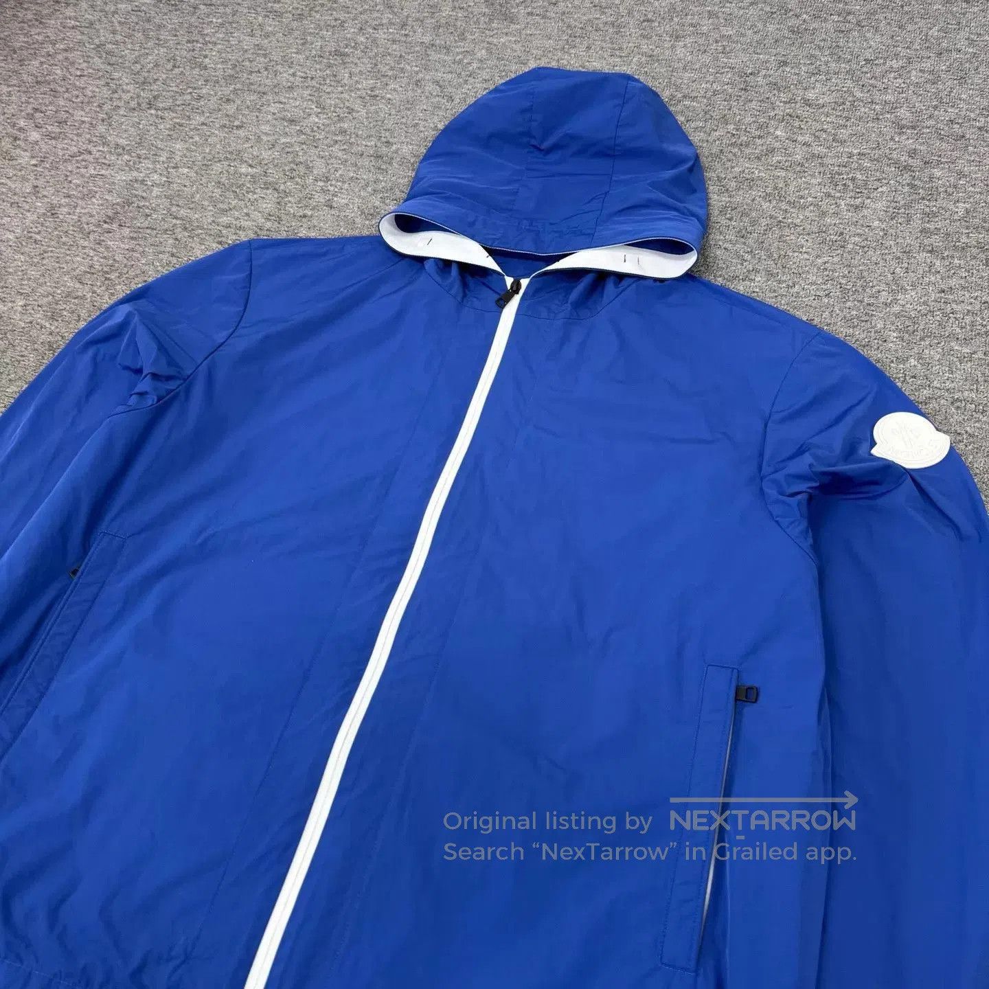 Moncler Blue Hooded Zip-Up Light Jacket XXL. Size US XXL / EU 58 / 5 - 4 Thumbnail