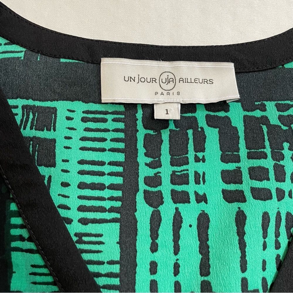 Other Un Jour Ailleurs Button Front Green Black Top Size 1 US S Size S / US 4 / IT 40 - 6 Thumbnail