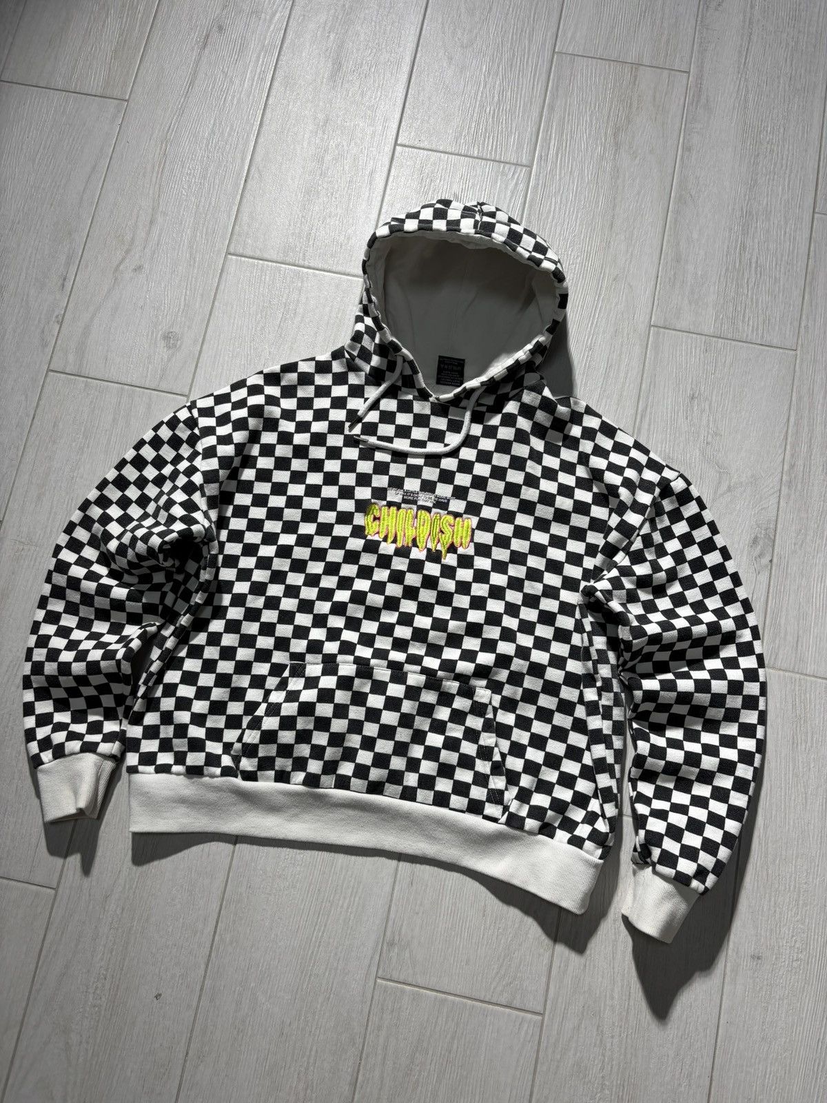 CHILDS Childish Boxy Fit Hoodie Y2K Checkered Embroidered Logo Size US M / EU 48-50 / 2 - 1 Thumbnail