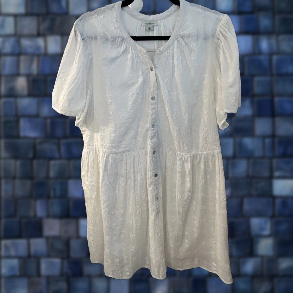 Sundance Dress Women XL White Cotton Flutter Sleeve Lined Pockets Bohemian Knee  Length Summer Women - threedaughtersproperties.com