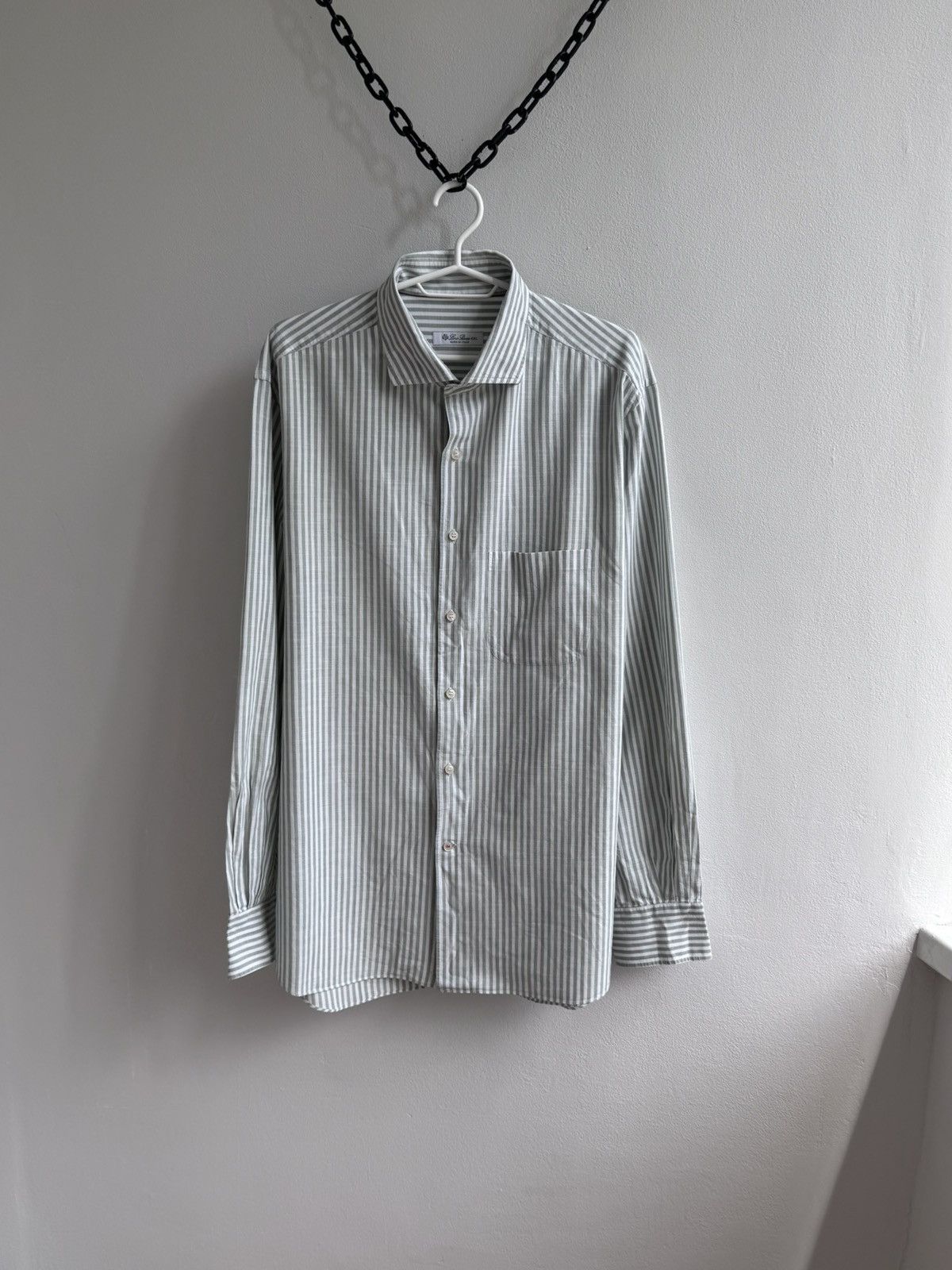 Loro Piana Loro Piana Striped Cotton Button Up Shirt Long Sleeve Green Size US XXL / EU 58 / 5 - 1 Thumbnail
