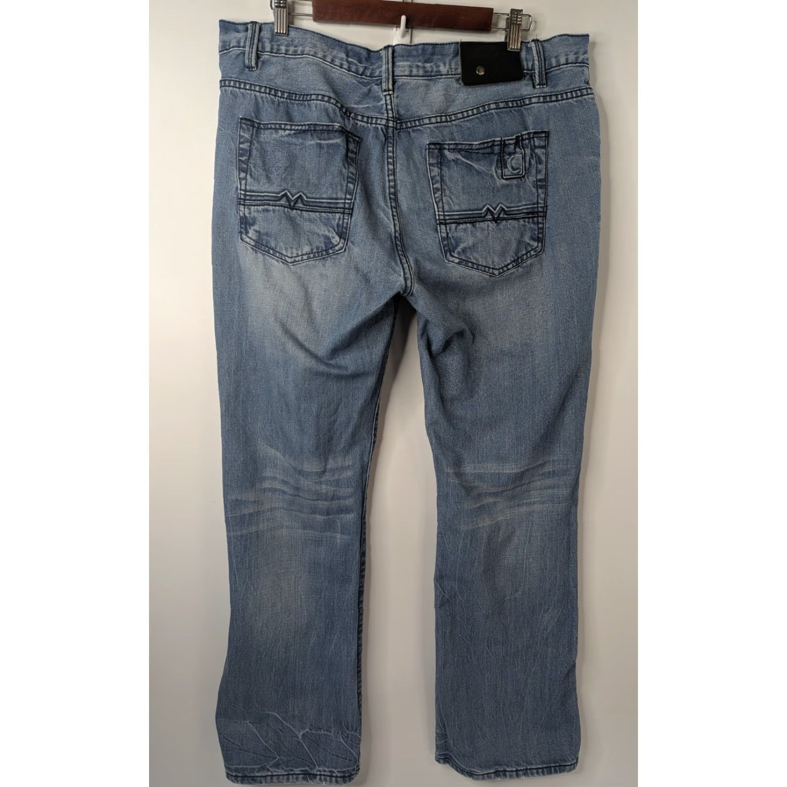 ESPIRIT Moonshine Spirit Jeans Men's Blue Bootcut Denim 38x32 Regular Inseam 32 Paisley Pattern Spirit Brand Gunnie? (Oops: need to be careful) Size US 38 / EU 54 - 5 Thumbnail