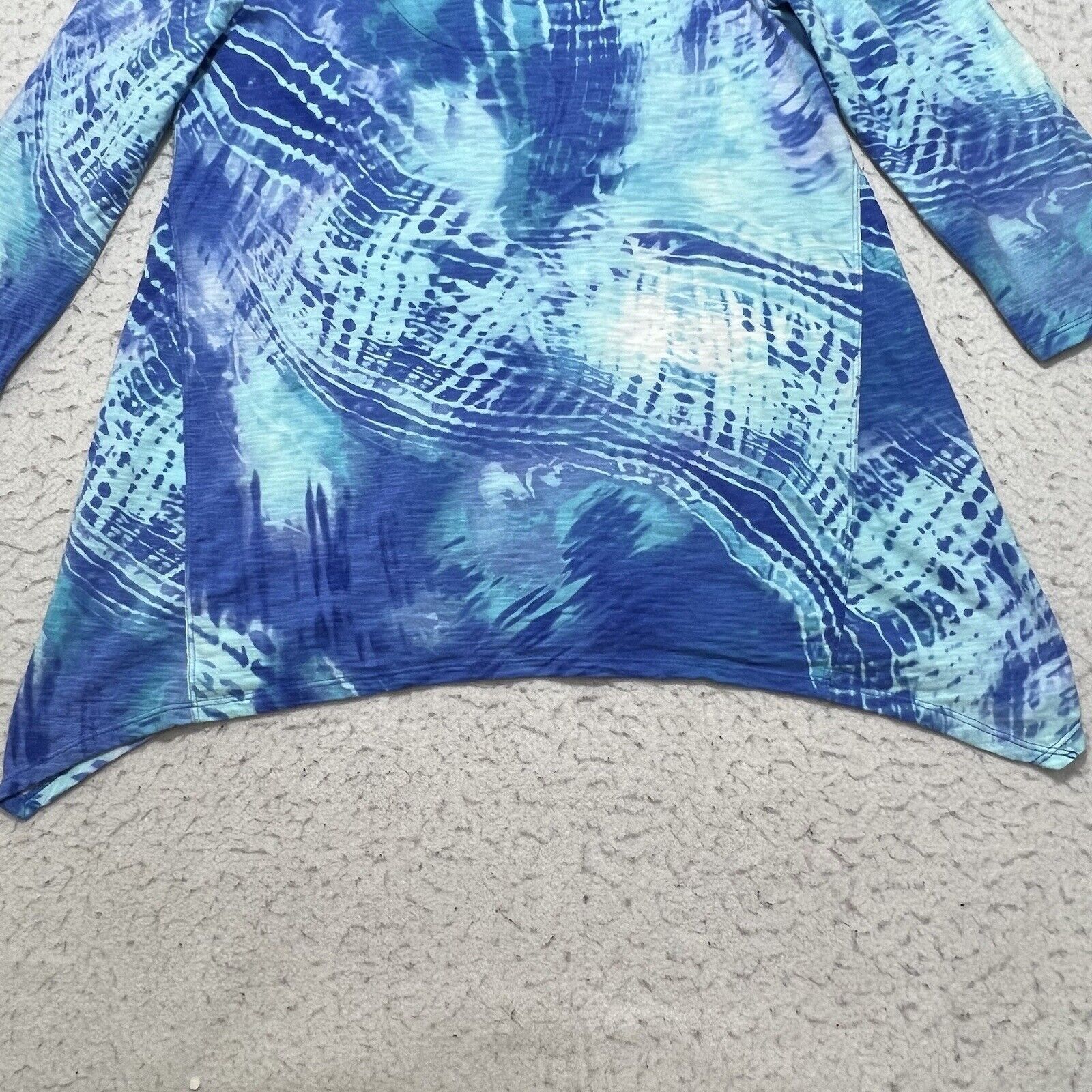 Chicos Chico's Women's Small Long Sleeve V-Neck Blue Patterned Top Size S / US 4 / IT 40 - 6 Thumbnail