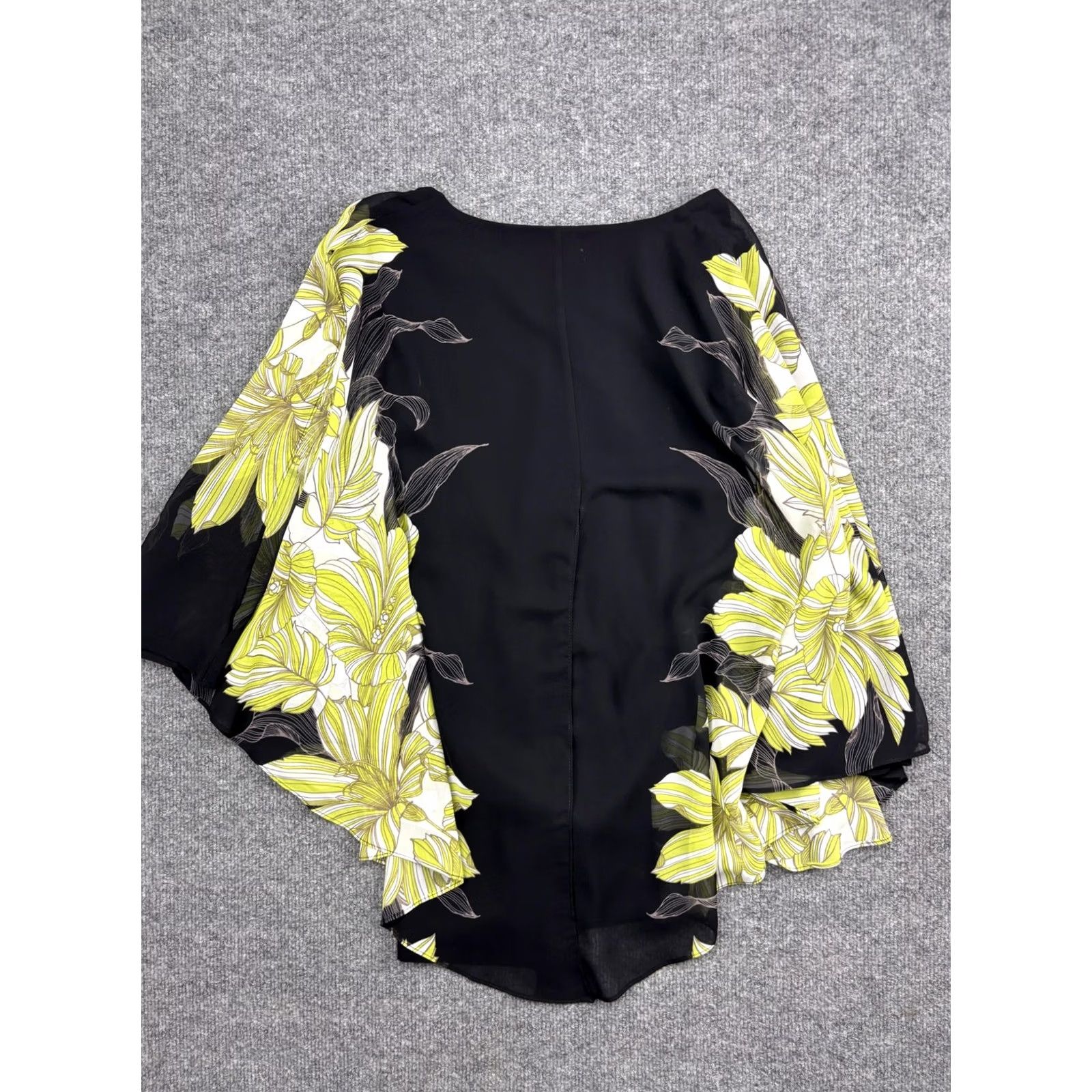 Joseph Ribkoff Joseph Ribkoff Blouse Womens 12 Black Floral Kimono Sleeve Sheer Overlay Poncho Dressy Shirt Size XL / US 12-14 / IT 48-50 - 6 Thumbnail