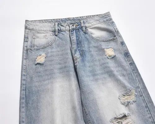 Japanese Brand × Jean Men's loose all-match straight American washed ripped jeans Size US 32 / EU 48 - 3 Thumbnail