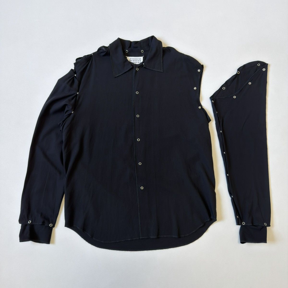 Maison Margiela S/S 17 ‘Metal Popper Detail’ Black Cotton Shirt Size US M / EU 48-50 / 2 - 14 Thumbnail