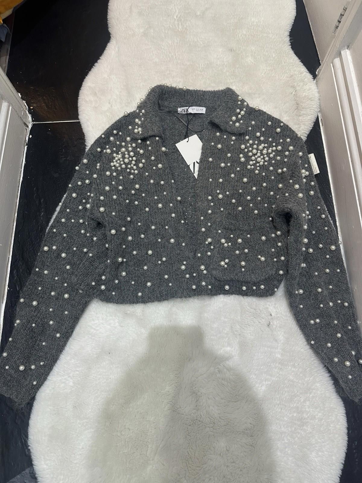 Zara ZARA Short Cardigan With Beads Size S / US 4 / IT 40 - 1 Thumbnail