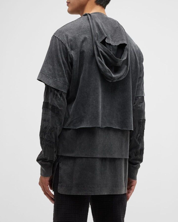 Givenchy Gothic Graphic Print Layered Longsleeve with hood Size US XL / EU 56 / 4 - 3 Thumbnail