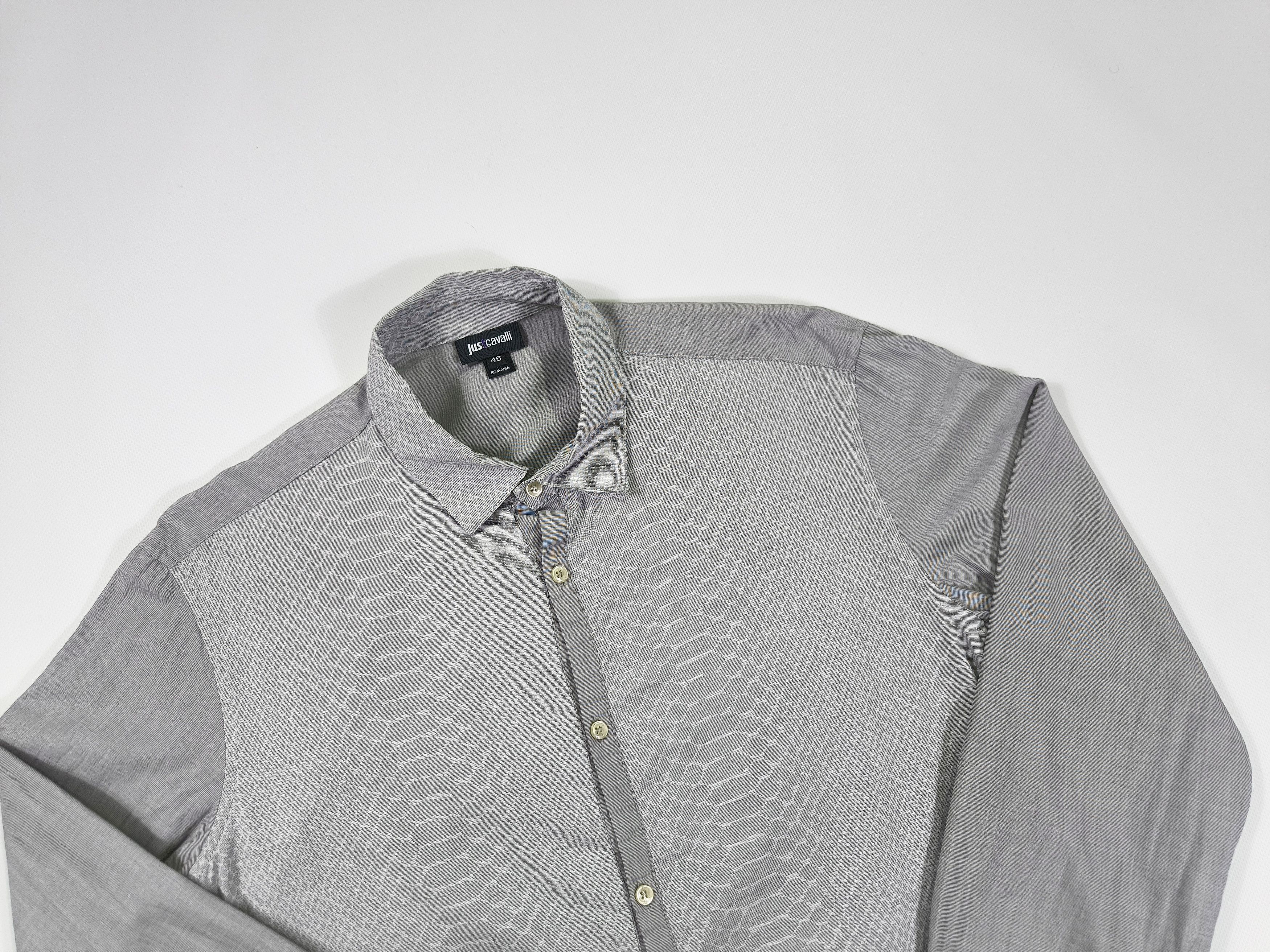 Just Cavalli Just Cavalli Gray Snake Pattern Cotton Shirt Size 46 Size US M / EU 48-50 / 2 - 2 Thumbnail