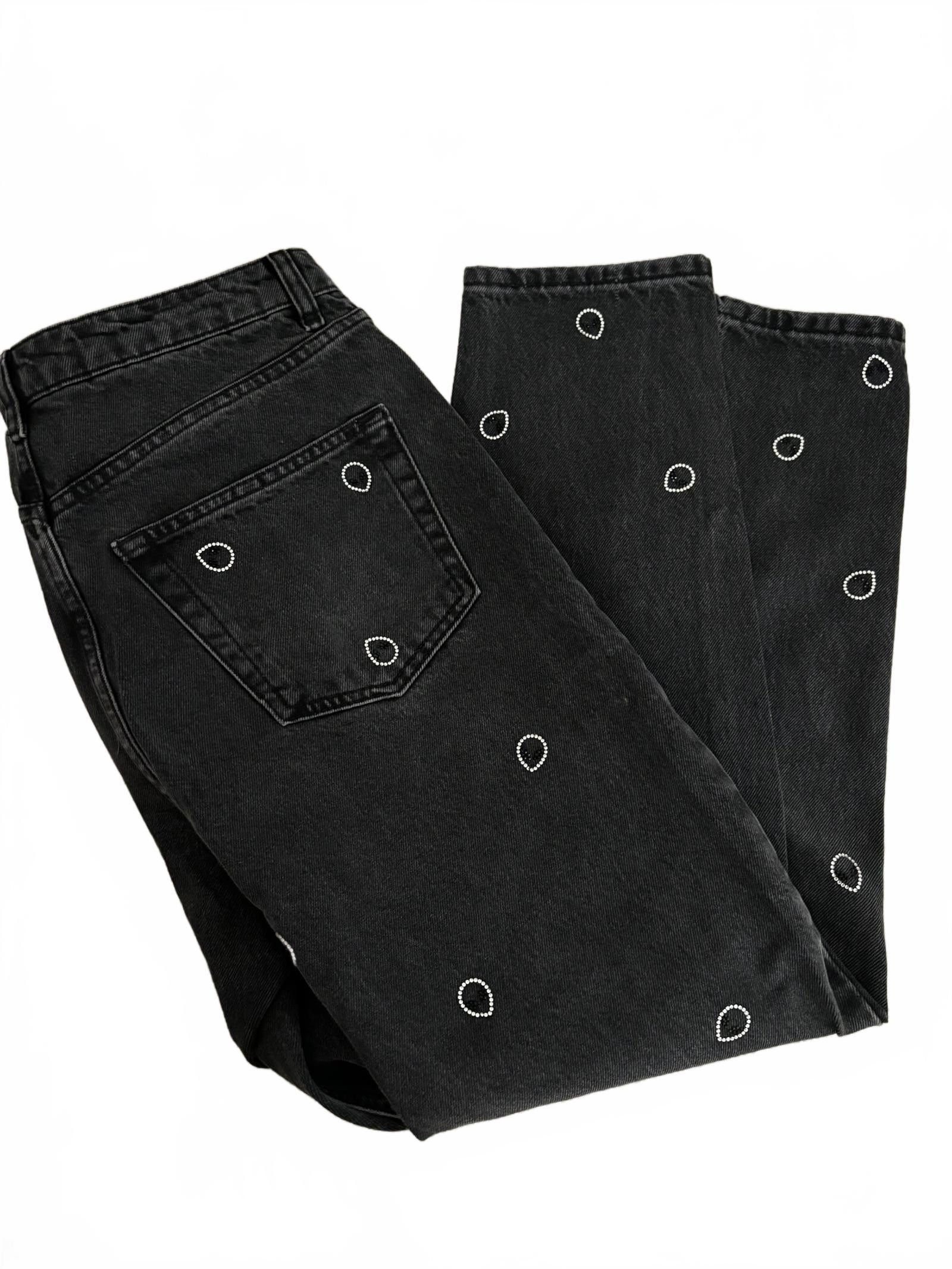 Asos NWOT Asos Alien Rhinestone Embellished Mom Jeans - Sz 30 Size 30" / US 8 / IT 44 - 1 Thumbnail