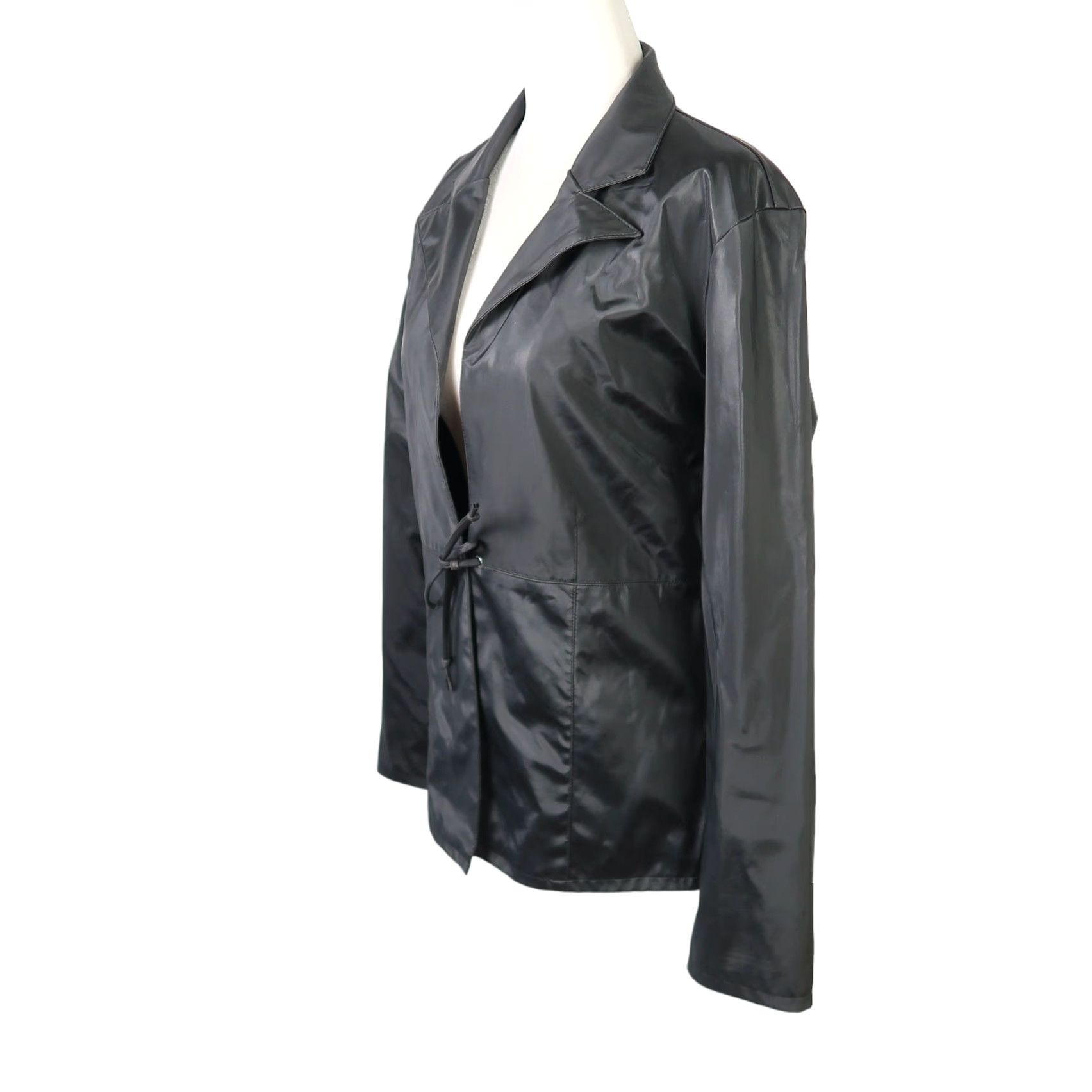 Vintage VINTAGE 90s Rave black faux leather tie front blazer jacket Women's M Size Regular Short Length 90s Theme Casual Party/Cocktail Size M / US 6-8 / IT 42-44 - 3 Thumbnail