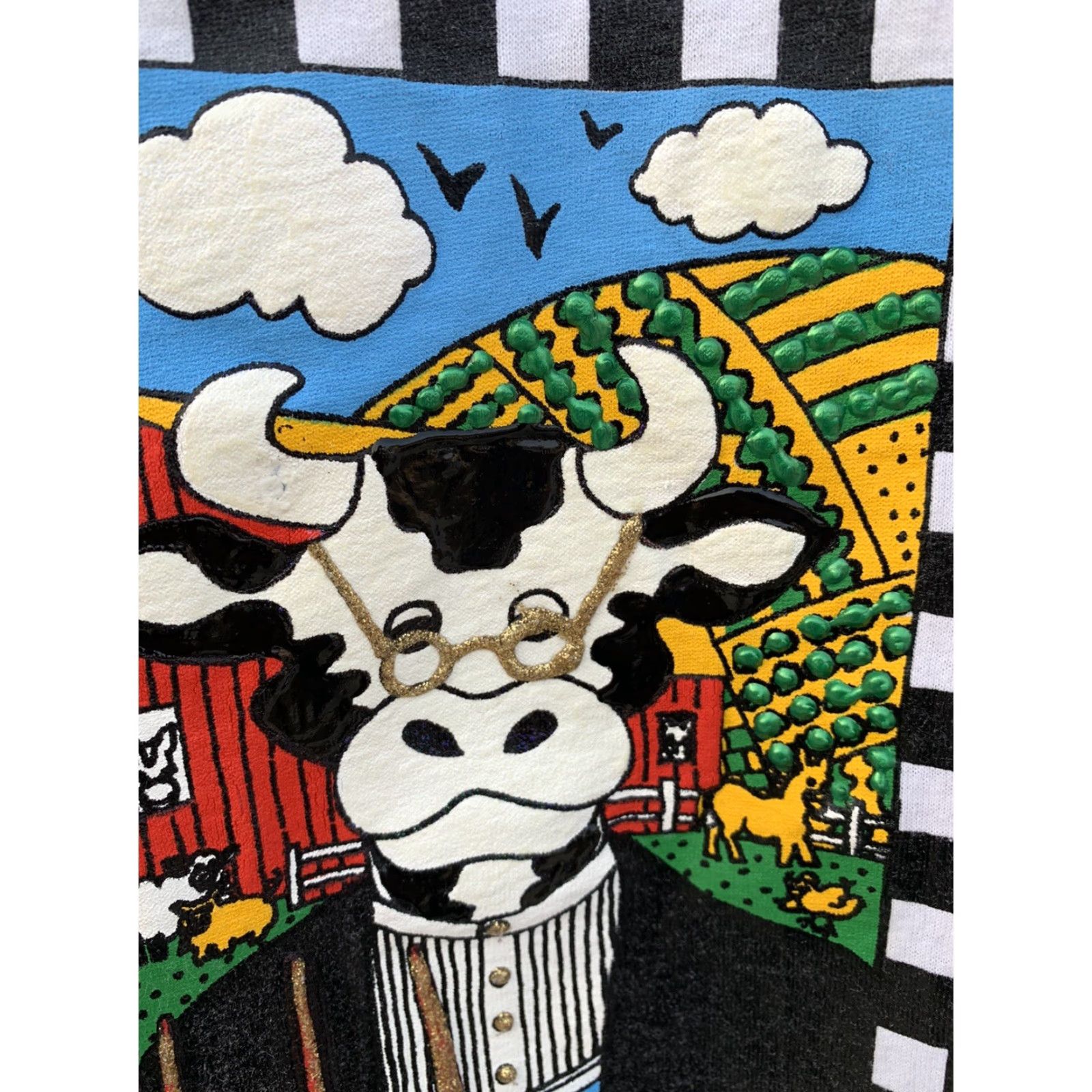 Vintage VINTAGE Screen Stars Graphic Tee T-Shirt Unisex XL White 1990s Cow Farmer Wife Pitchfork 1992 Single Stitch Size US XL / EU 56 / 4 - 6 Thumbnail