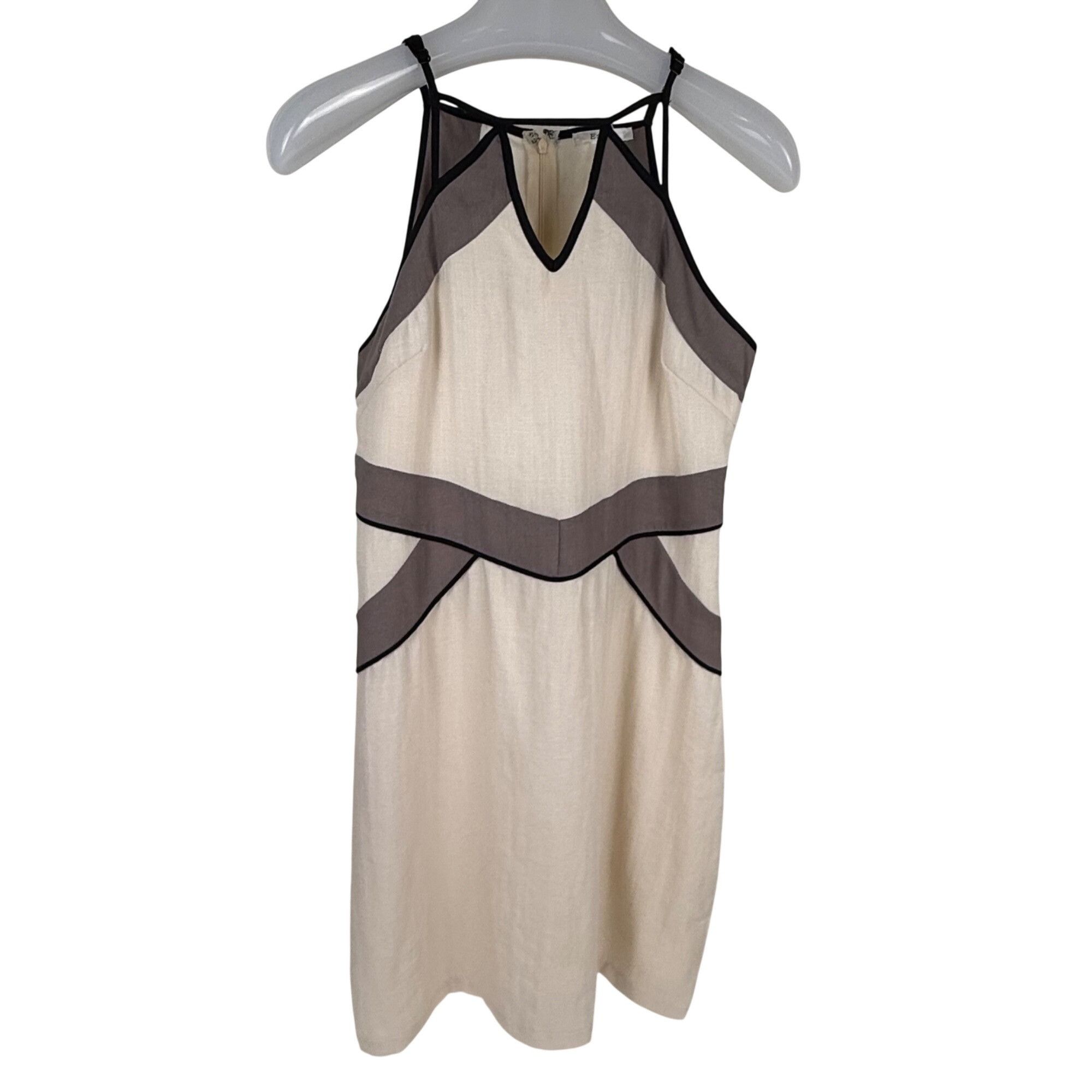 Other Esley Color-Block Halter Dress V-Neck Cream/Taupe Knee-Lengt Size S / US 4 / IT 40 - 1 Thumbnail