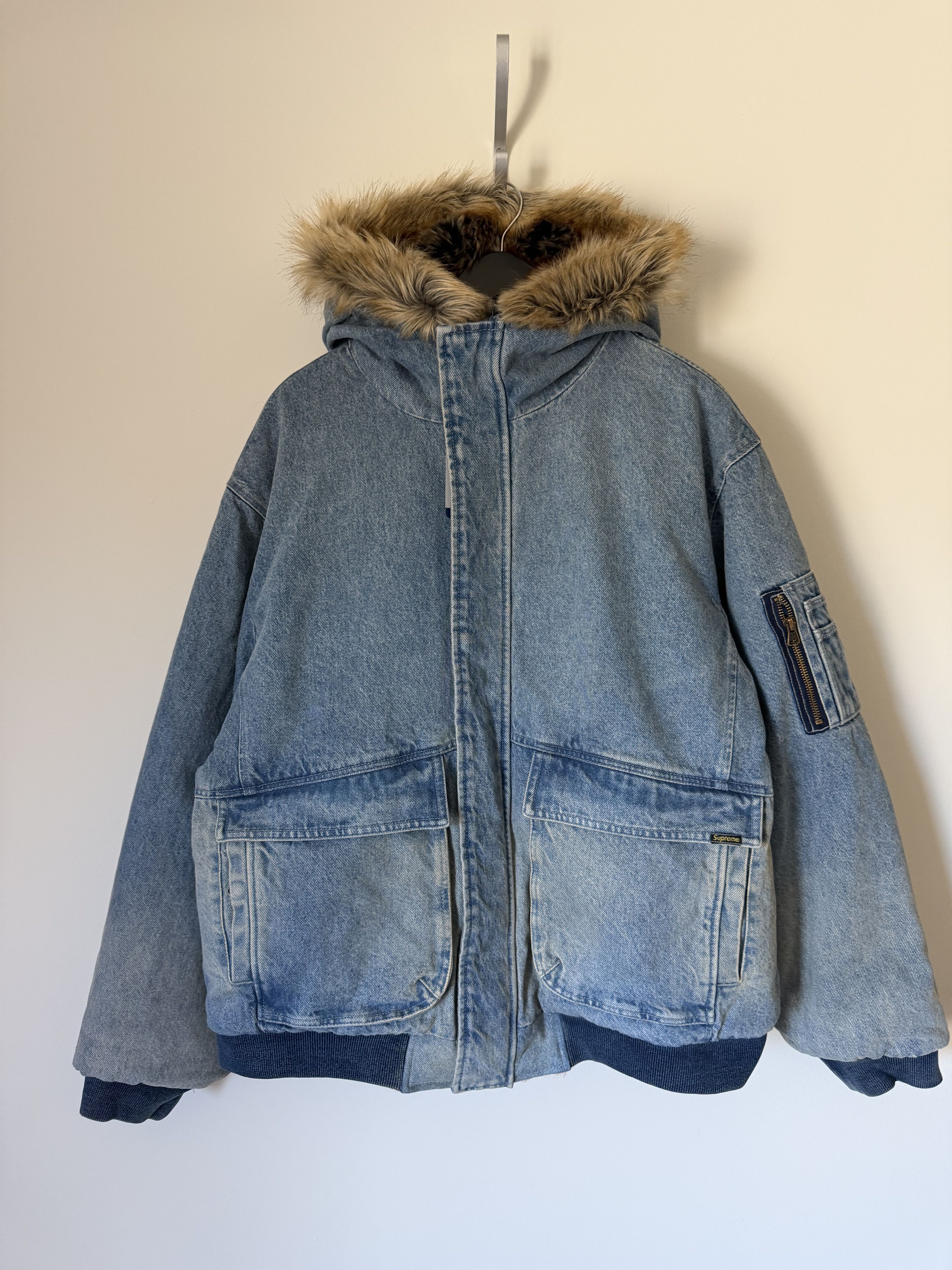 Supreme Supreme Faux Fur Reversible Hooded Work Jacket in Denim Size US XL / EU 56 / 4 - 7 Thumbnail