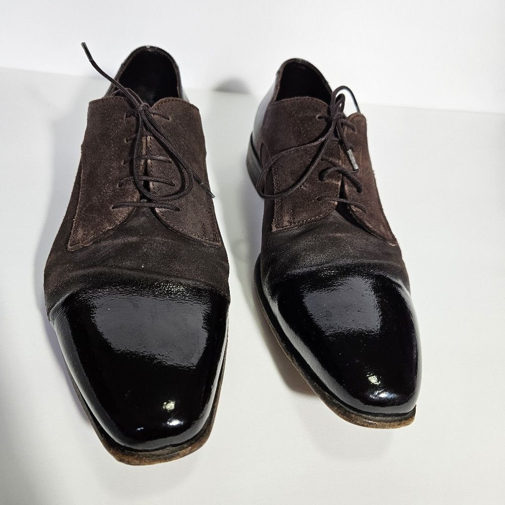 Paciotti Cesare Paciotti Brown Suede & Patent Leather Tuxedo Shoes Size US 6.5 / EU 39-40 - 5 Thumbnail