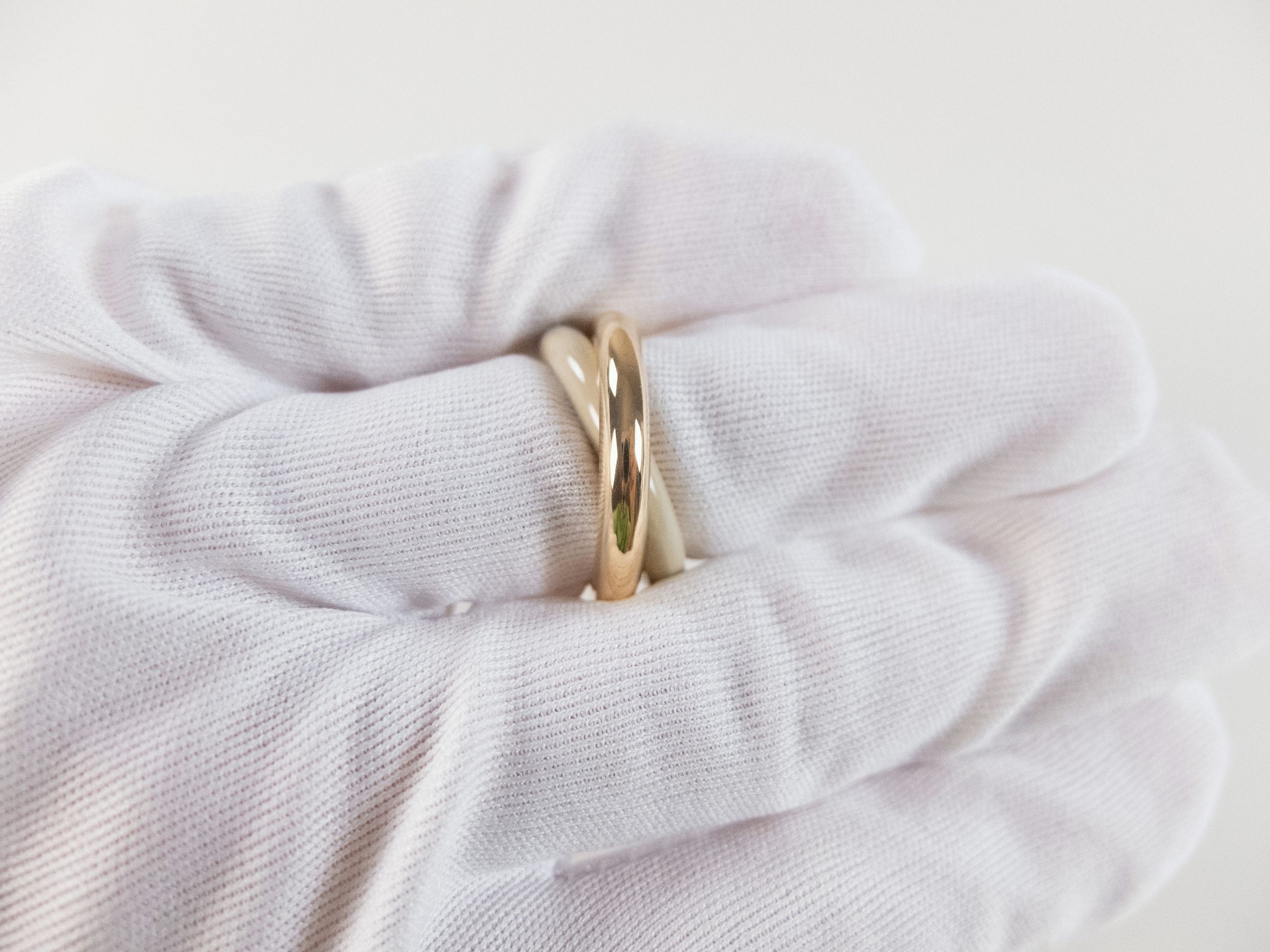 Bottega Veneta BOTTEGA VENETA gold & beige round silver double ring 8 17 q Size ONE SIZE - 5 Thumbnail