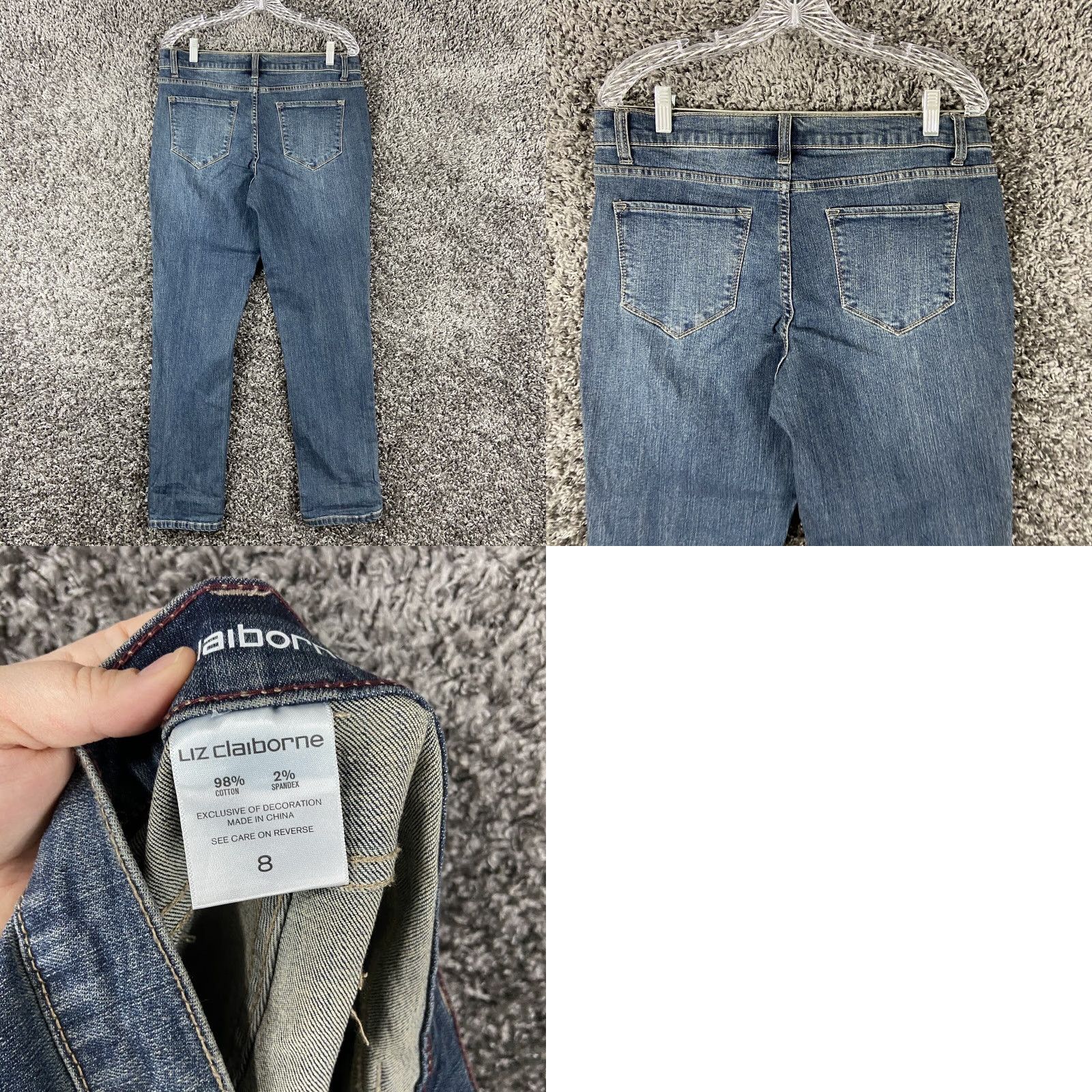 Liz Claiborne Liz Claiborne Jeans Skinny Women’s 8 Blue Embroidery Flowers Pink Flowers Ladies 8 Women Size 30" / US 8 / IT 44 - 8 Thumbnail