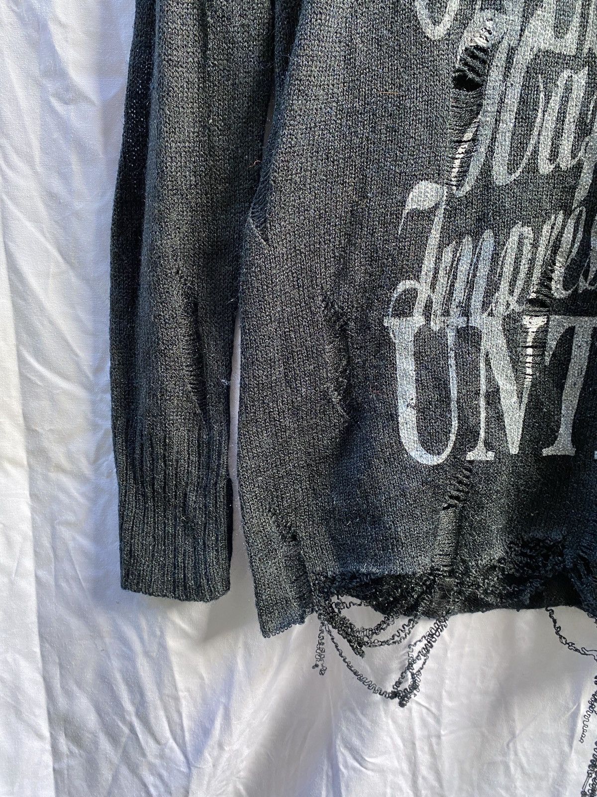 20471120 Japanese Distressed Grunge Punk Numbernine styled knitted Size US M / EU 48-50 / 2 - 7 Thumbnail