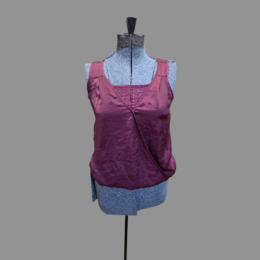 Vintage Maurices Tanktop Womens Burgundy Small Wrap-style Front Modesty Panel Camisole S Women Red Size S / US 4 / IT 40 - 1 Thumbnail