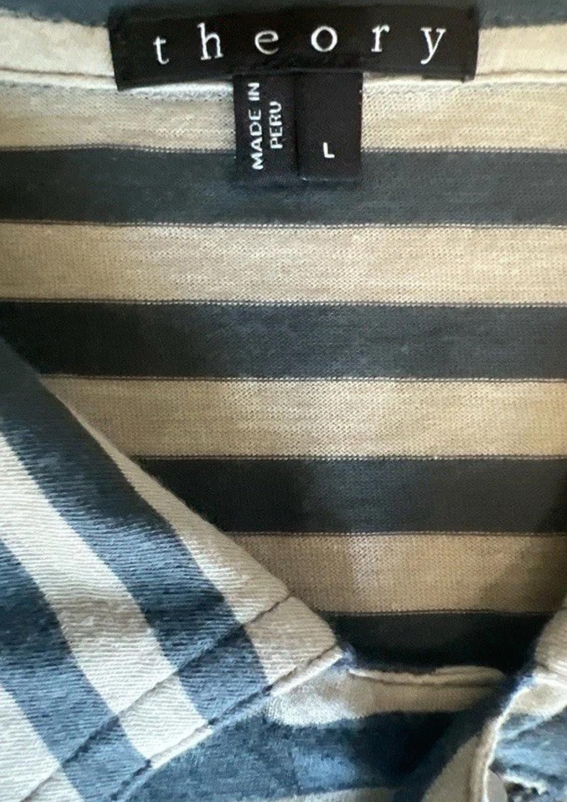 Theory Theory Striped Pima Cotton Polo Light Weight Size L Size US L / EU 52-54 / 3 - 3 Thumbnail