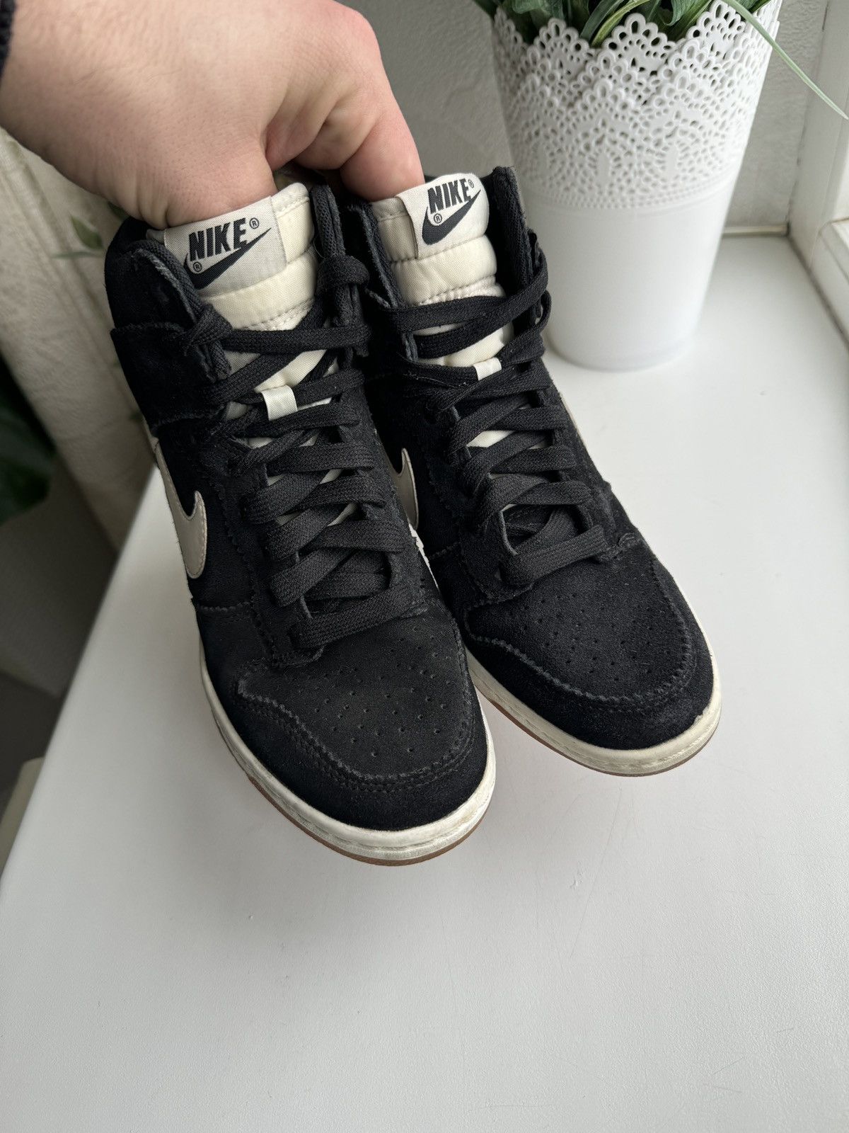 Nike Nike Dunk Sky Hi Hidden Wedge Sneakers Suede Black White Size US 6.5 / IT 36.5 - 3 Thumbnail