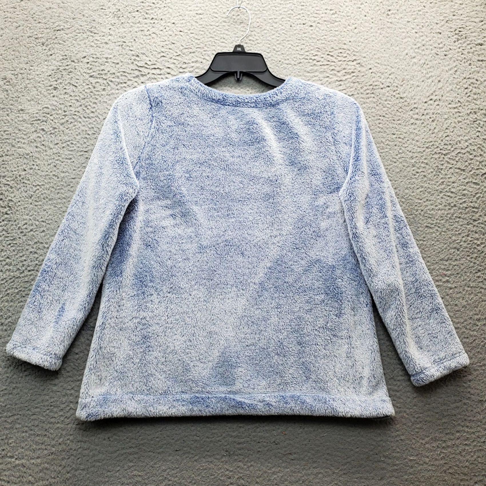 Vintage Emily Daniels Pajama Top Womens Petite Medium Multi Fuzzy Fleece Round Neck Slit Size M / US 6-8 / IT 42-44 - 2 Thumbnail