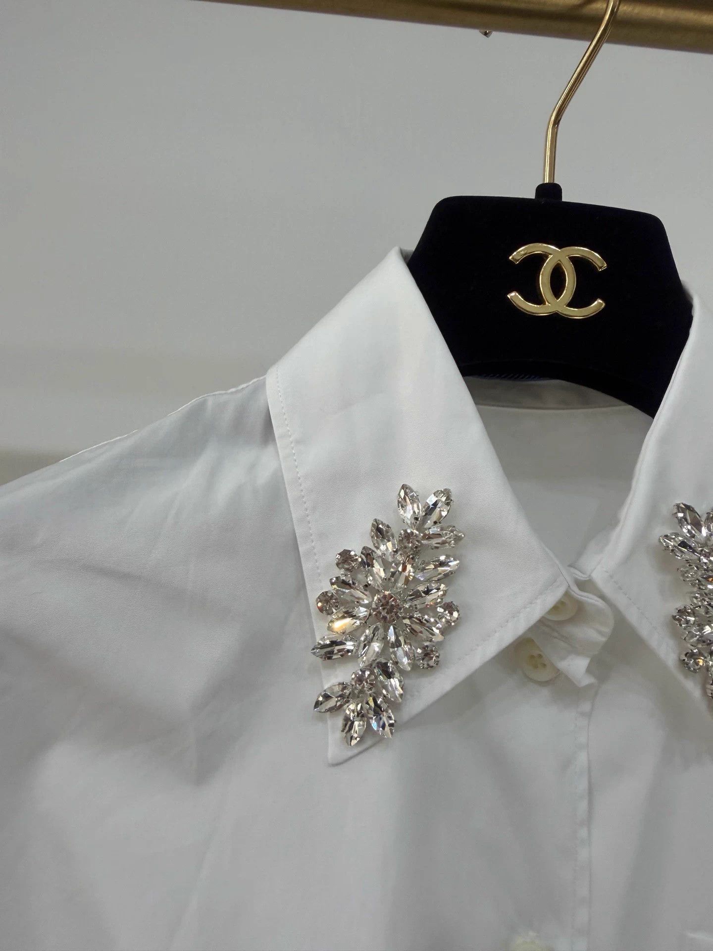 Prada Prada Classic Crystal Buckle Poplin Shirt New Size 36 Size XS / US 0-2 / IT 36-38 - 3 Thumbnail