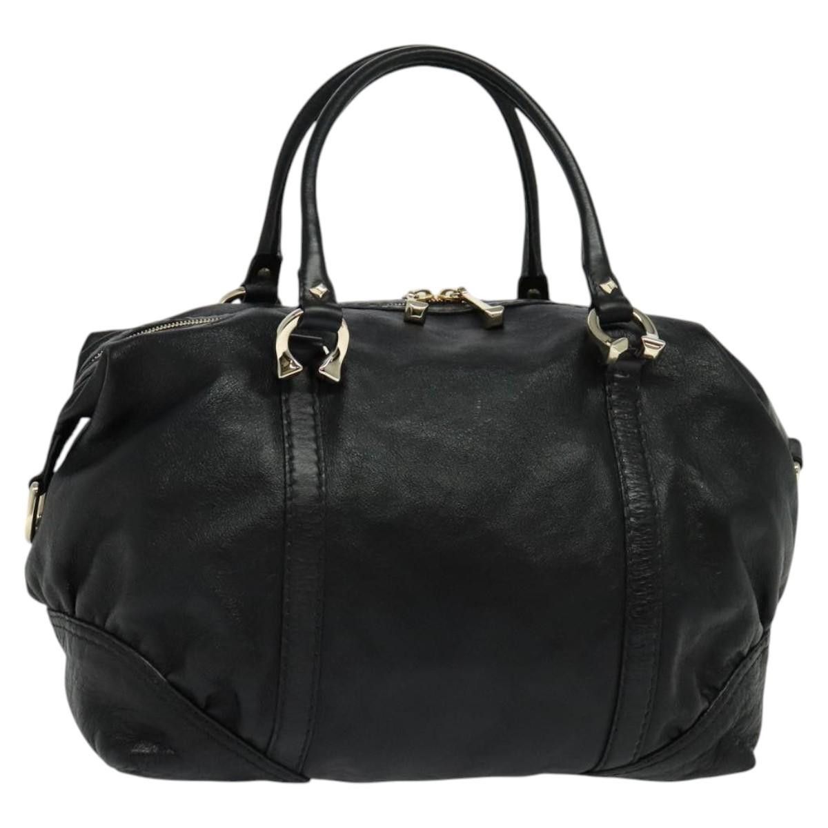 Gucci Tote Bag Leather Black Gold 189892 Auth 119445, Women's