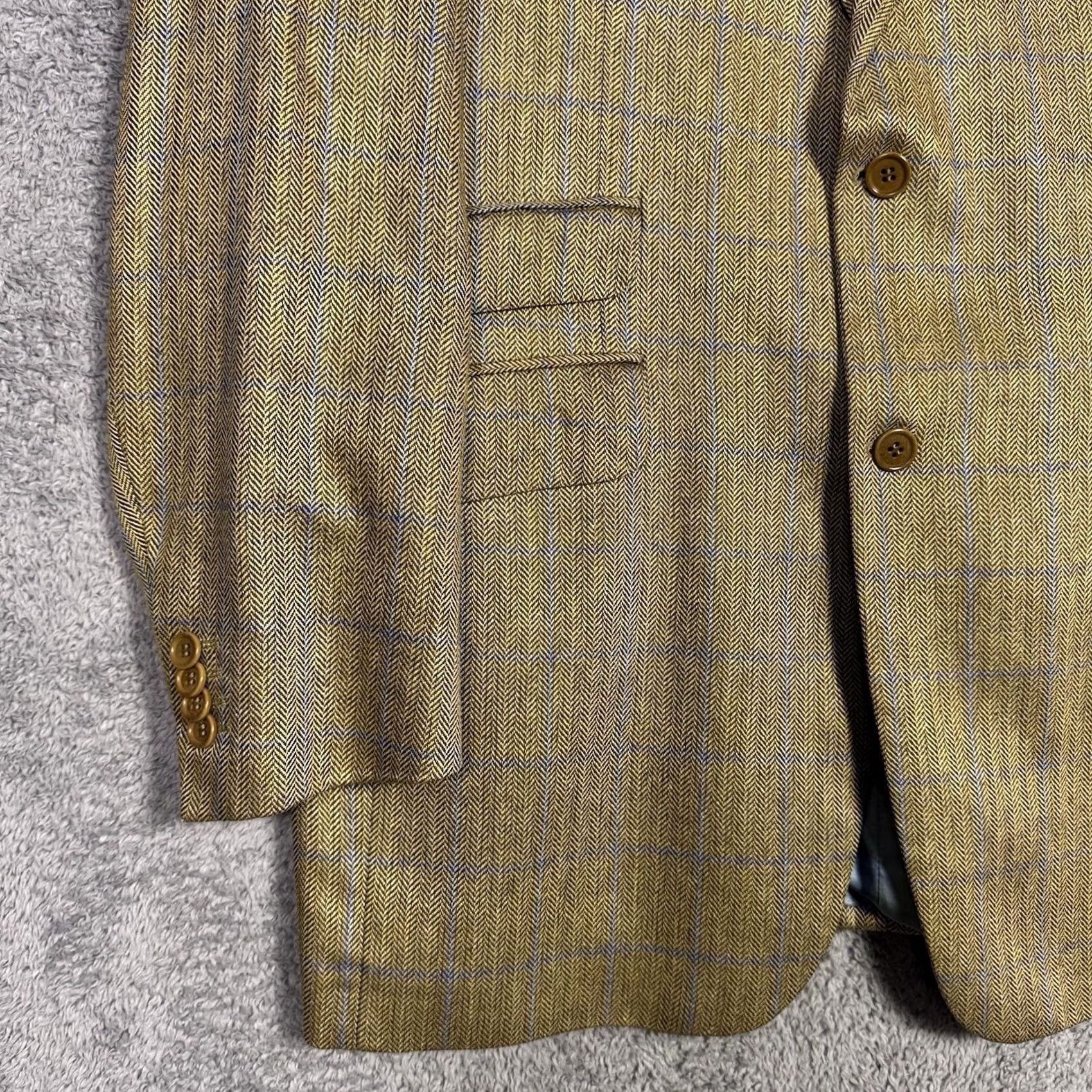 Vintage Coppley Sport Coat Mens 42T 100% Silk Windowpane Herringbone Blazer Suit Jacket Size 42R - 3 Thumbnail