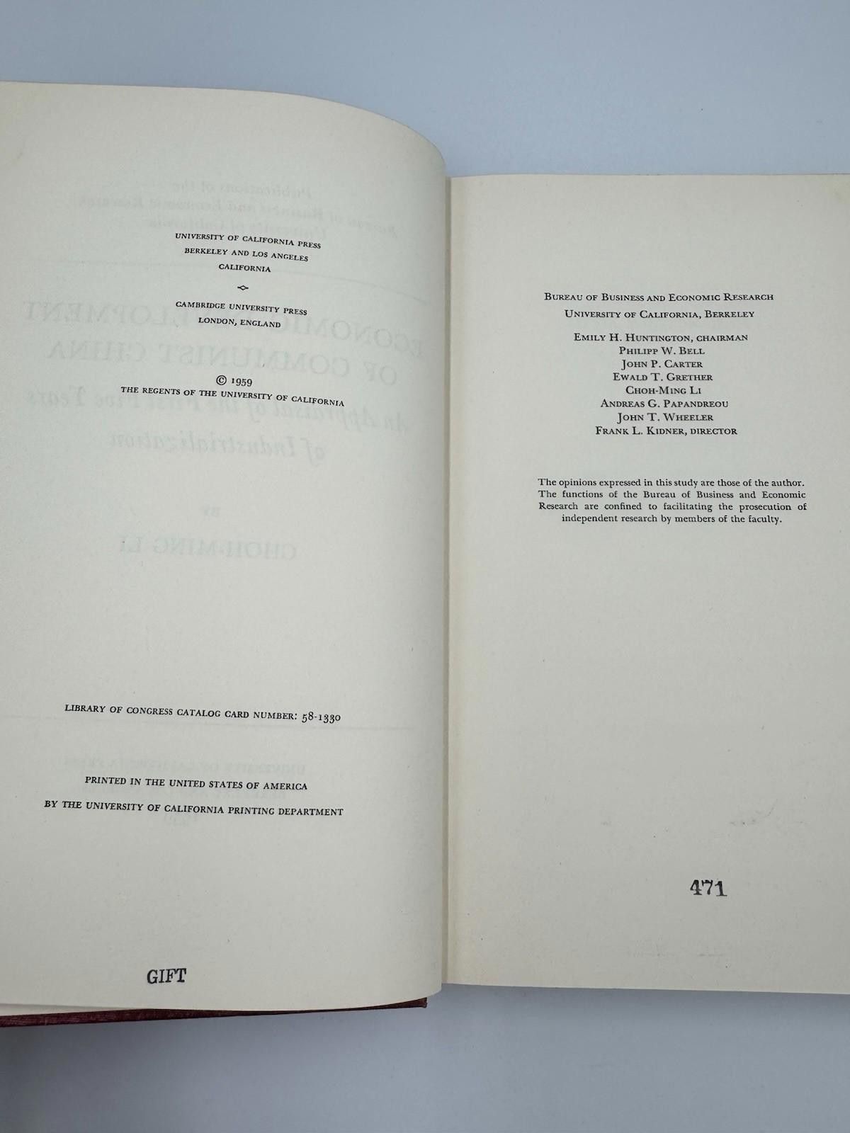Other Choh-Ming Li Economic Development of Communist China An Appr Size ONE SIZE - 2 Thumbnail