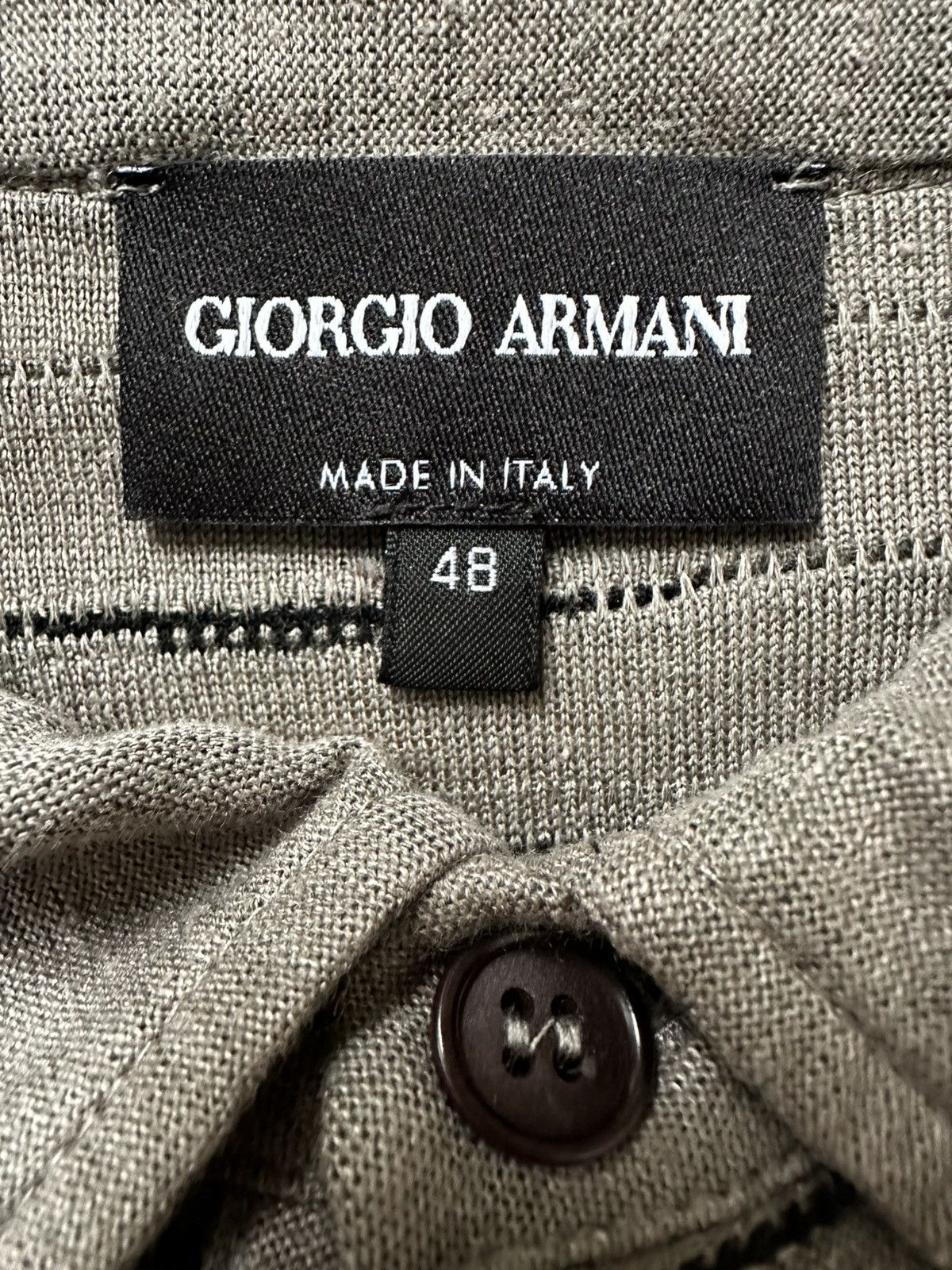 Giorgio Armani Giorgio Armani Long-Sleeved Polo Jaquard Striped Greige Size US M / EU 48-50 / 2 - 3 Thumbnail