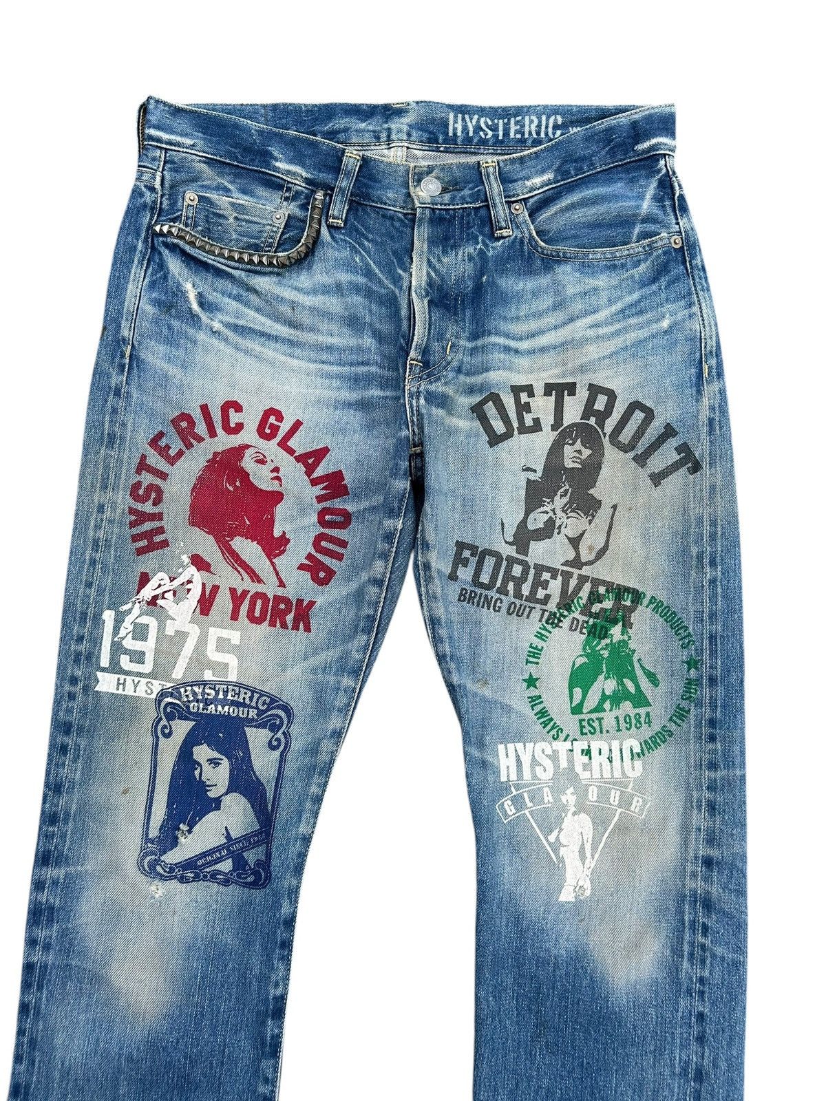 Hysteric Glamour Hysteric Glamour Selvedge studded Distressed Denim Jeans ☠️🎌 Size US 32 / EU 48 - 2 Thumbnail