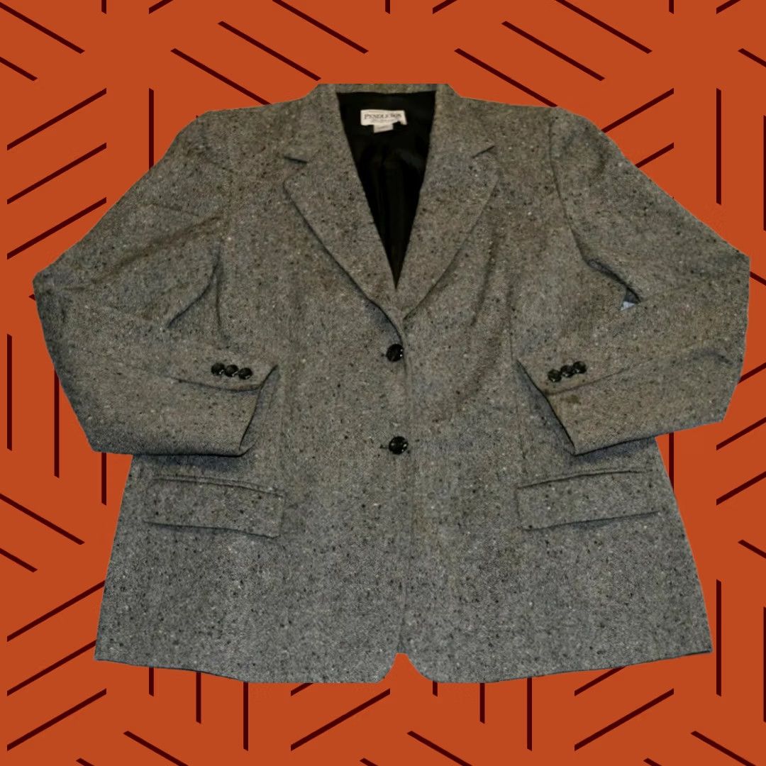 Pendleton VINTAGE Pendleton Blazer Shirt Womens 16 Gray Wool Lined 2-Button Notch Shawl 70s Pant Suit Size 38" / US 16 / IT 52 - 1 Thumbnail